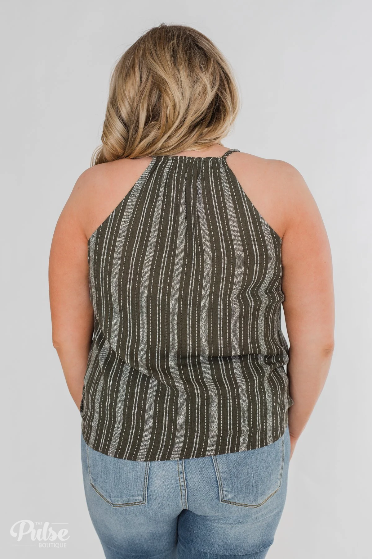 Among the Wild Wrap Detail Tank Top- Dark Olive - Image 14