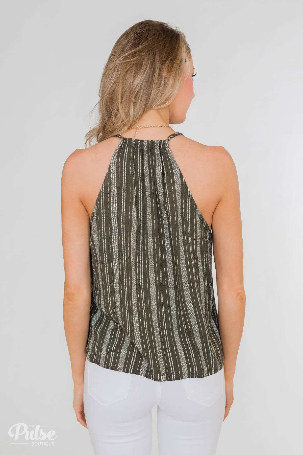 Among the Wild Wrap Detail Tank Top- Dark Olive - Image 7