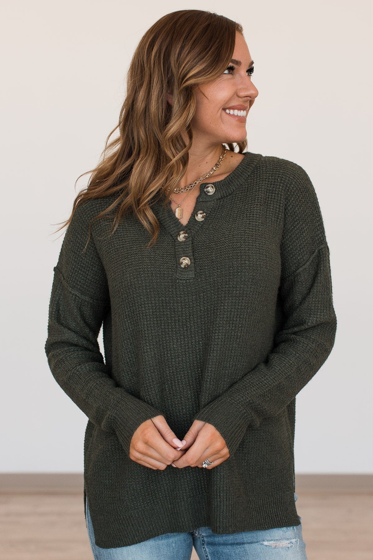 An Abundant Life Knit Sweater- Dark Olive - Image 4