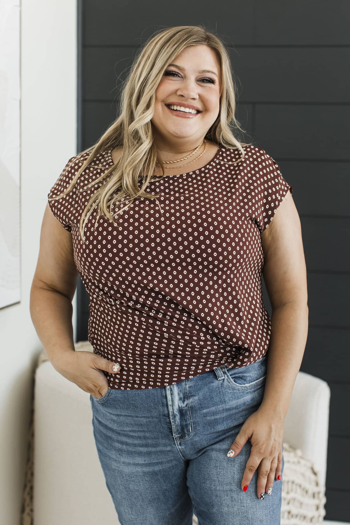 Anchor In The Storm Twist Front Top- Dark Auburn