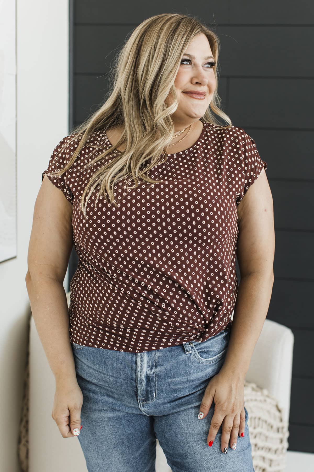Anchor In The Storm Twist Front Top- Dark Auburn - Image 3