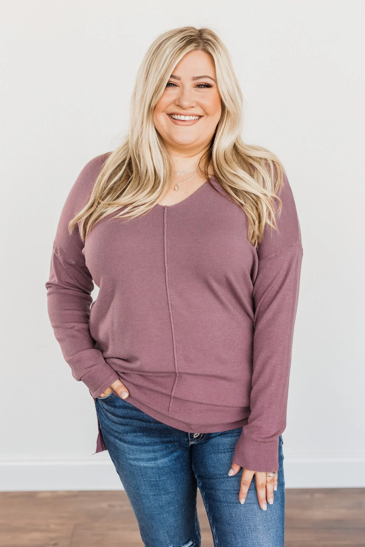 Angel On Earth V-Neck Sweater- Dark Lavender - Image 5
