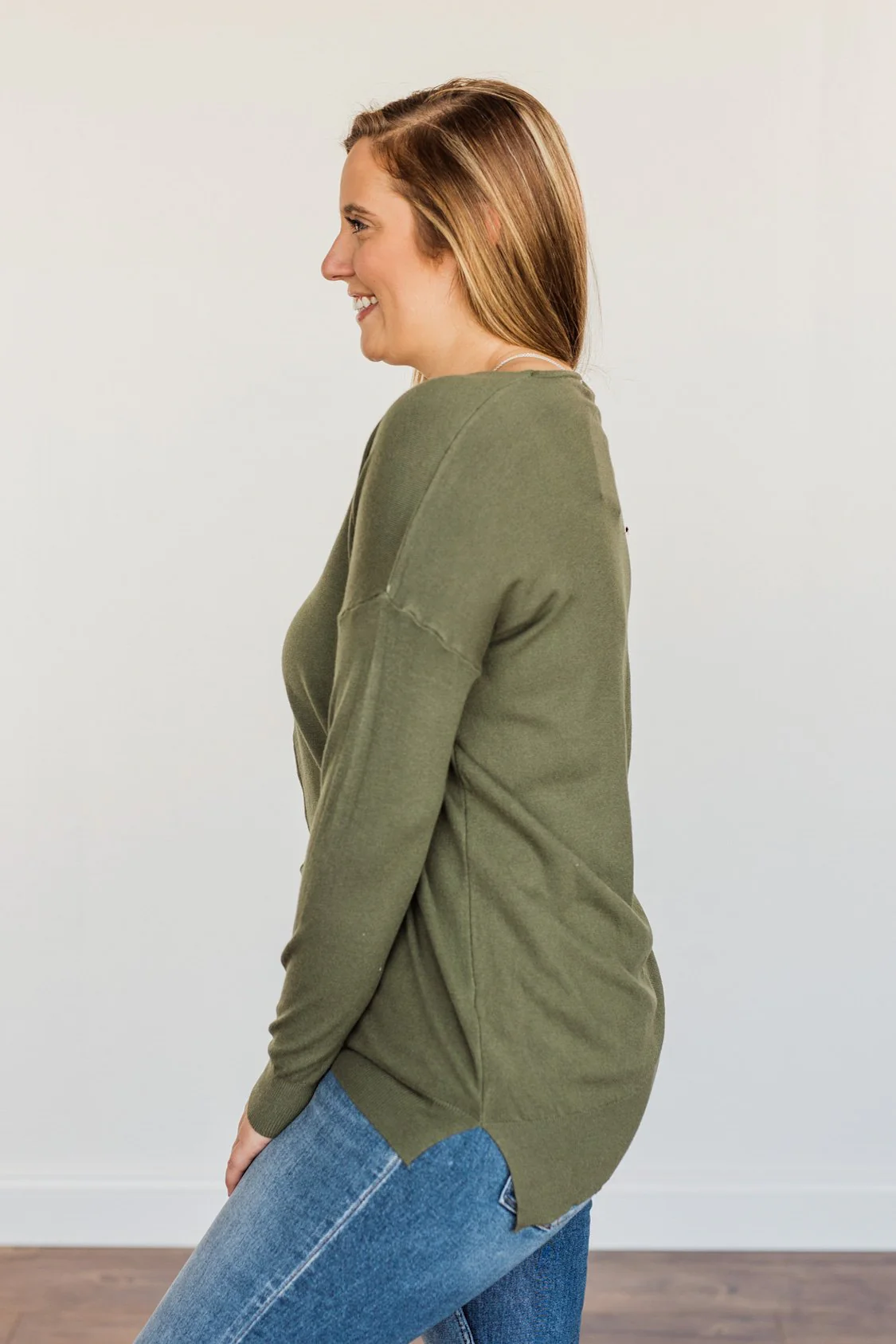 Angel On Earth V-Neck Sweater- Olive - Image 7