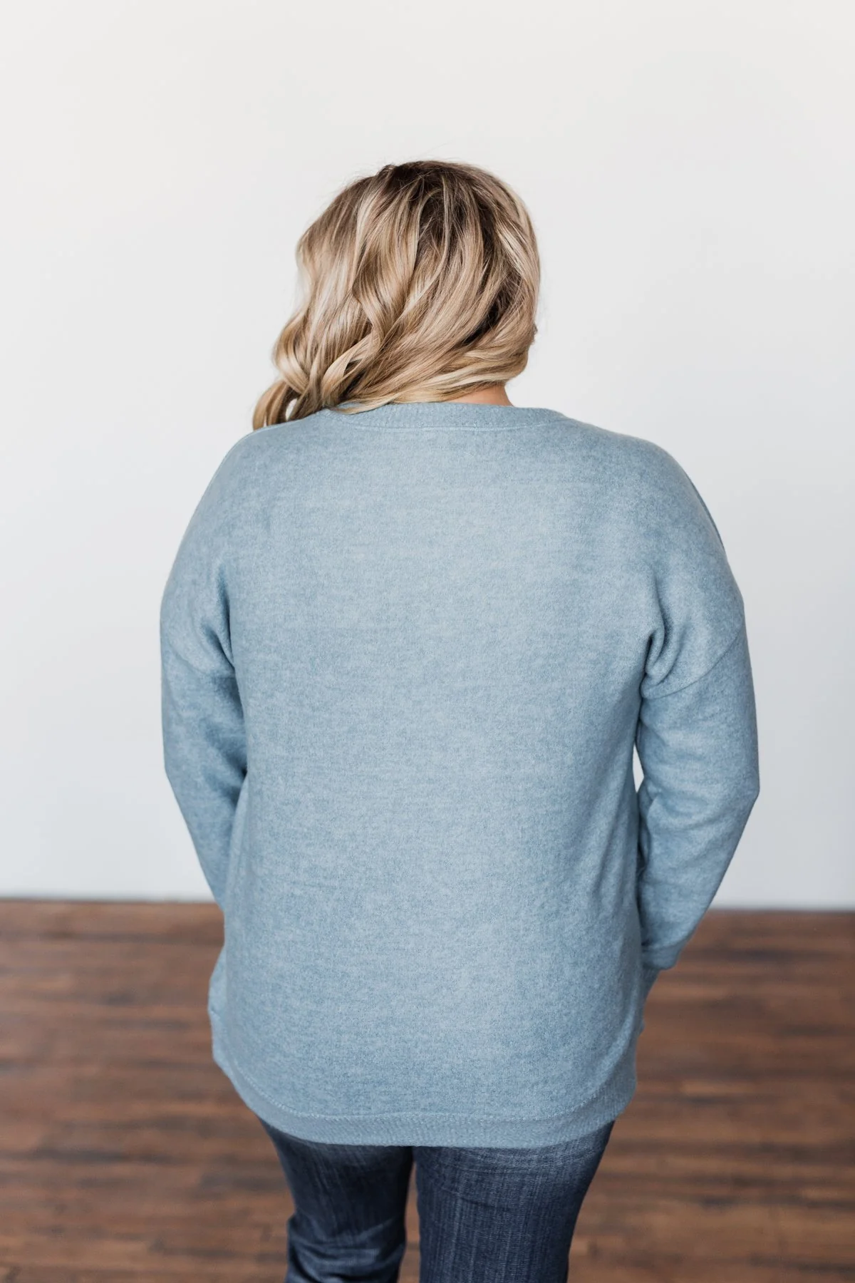Another Day Long Sleeve Knit Sweater- Blue - Image 10