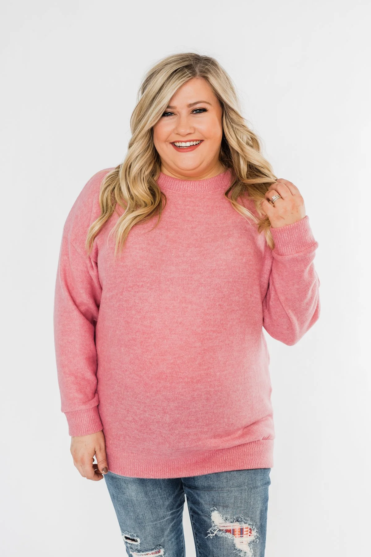 Another Day Long Sleeve Knit Sweater- Pink - Image 8