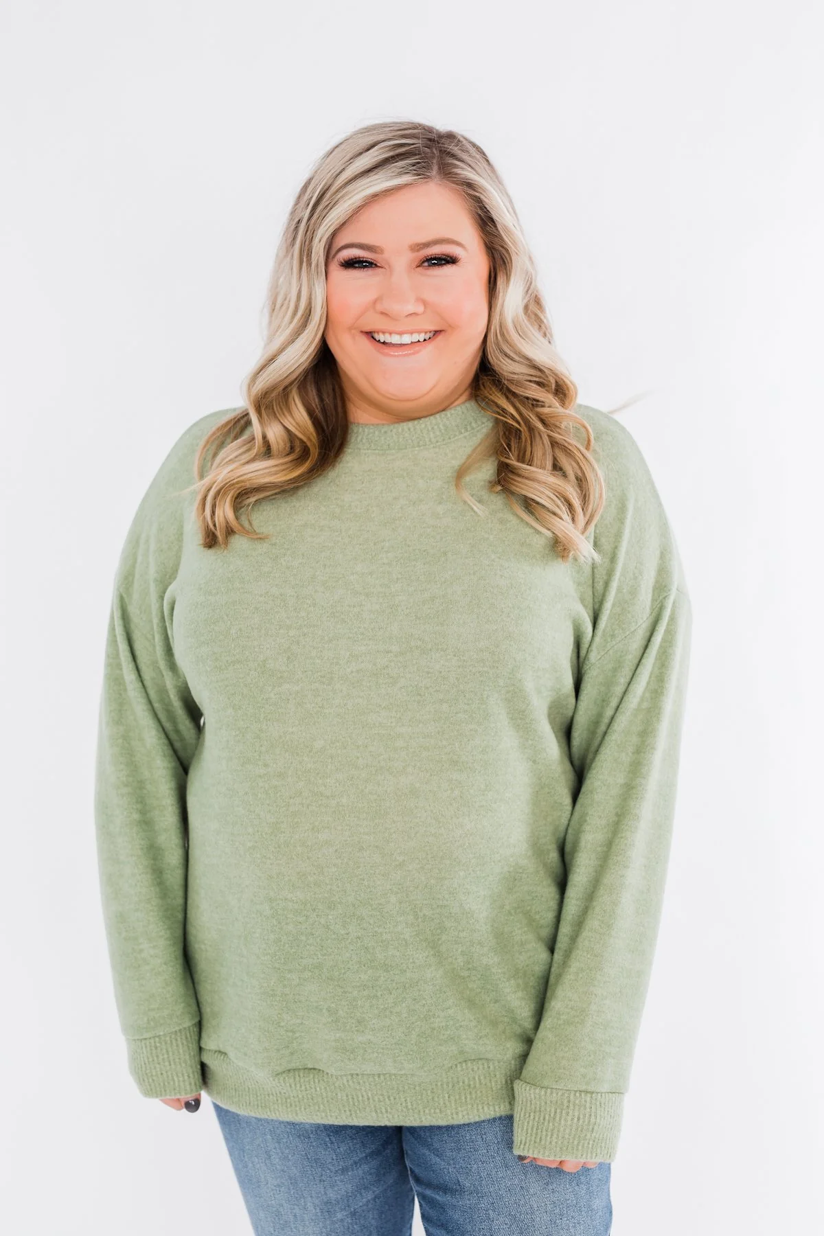 Another Day Long Sleeve Knit Sweater- Soft Green - Image 6