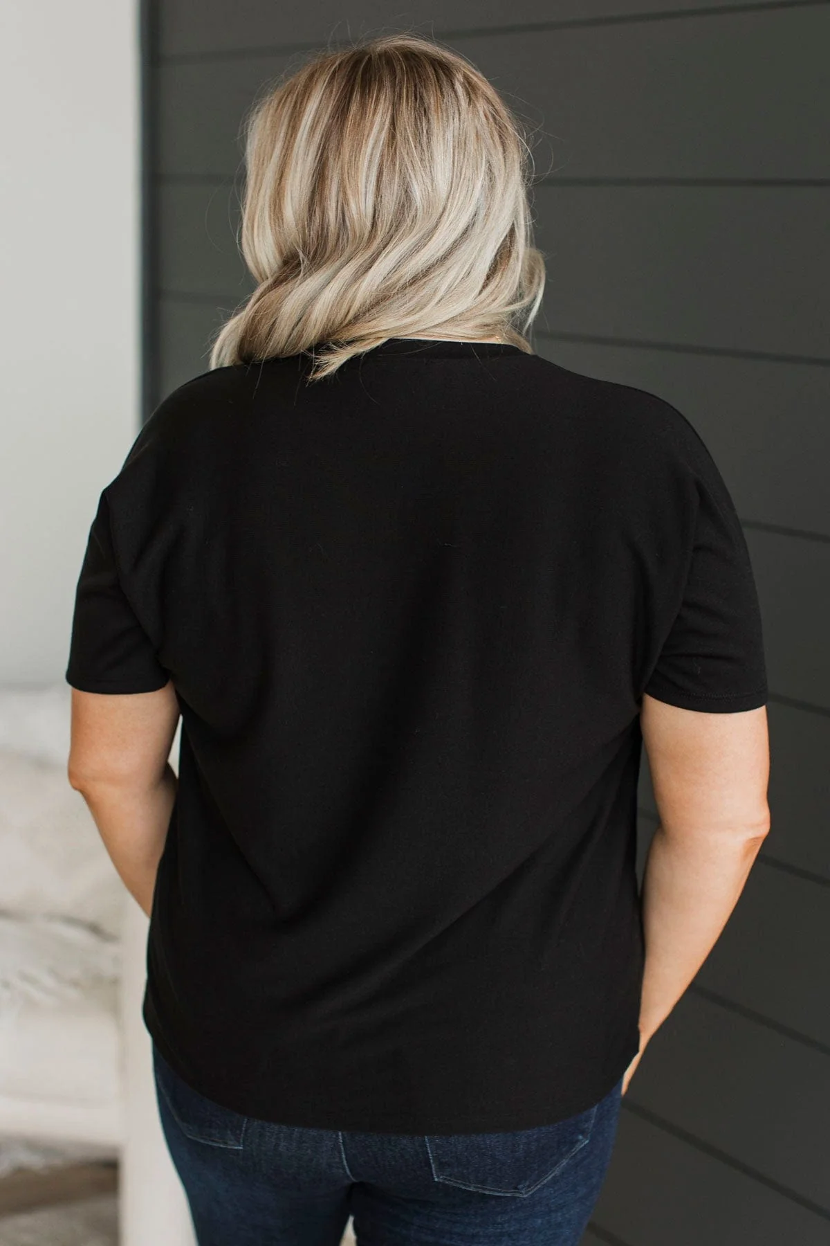 Another Place & Time Short Sleeve Top- Black - Image 7