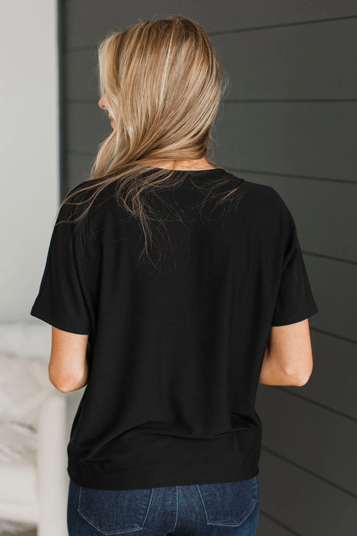Another Place & Time Short Sleeve Top- Black - Image 8