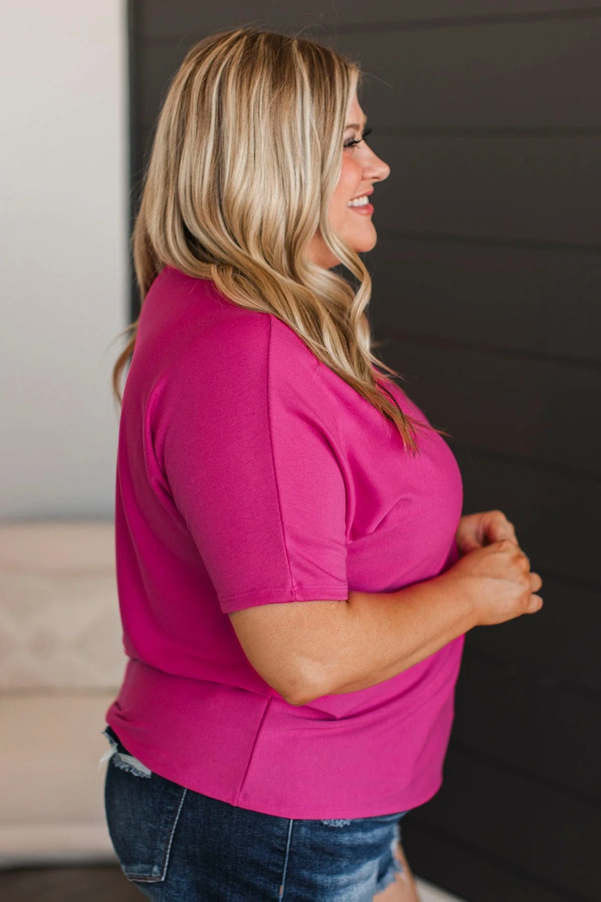 Another Place & Time Short Sleeve Top- Hot Pink - Image 6