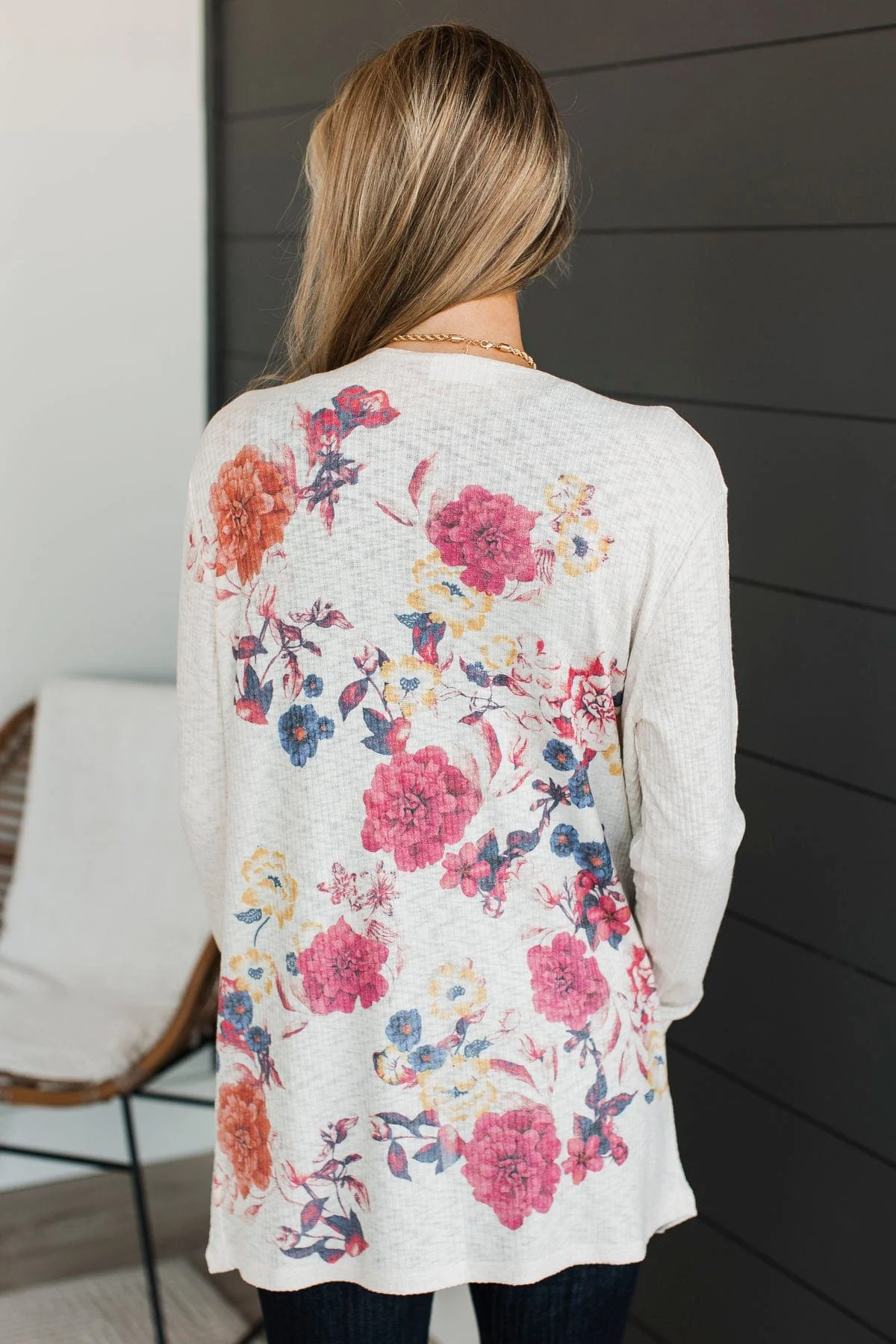 Any Day Now Floral Cardigan- Ivory & Magenta - Image 7
