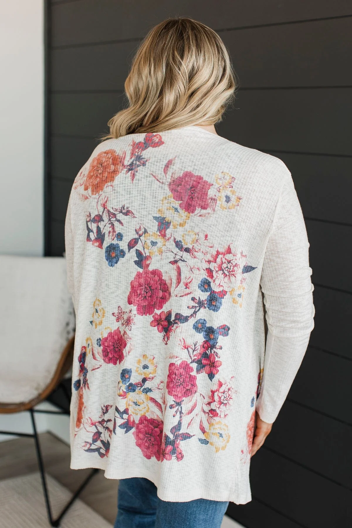Any Day Now Floral Cardigan- Ivory & Magenta - Image 8