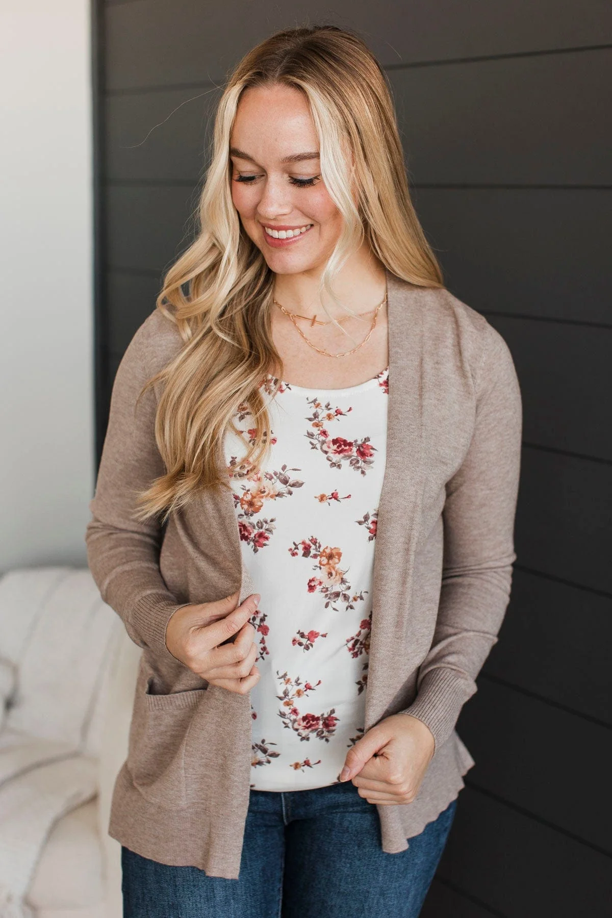 Any Time Now Knit Cardigan- Stone