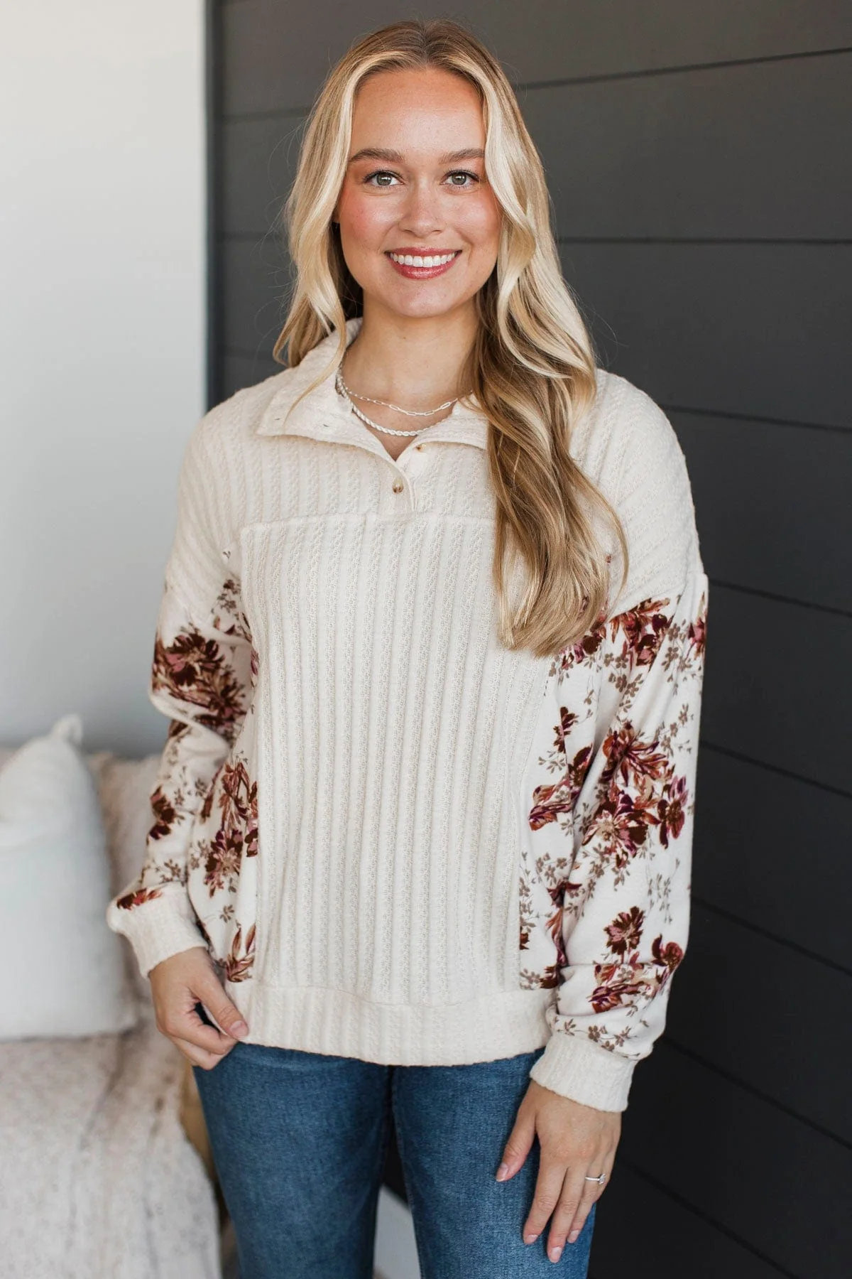 Any Time Or Place Pullover Top- Cream - Image 2