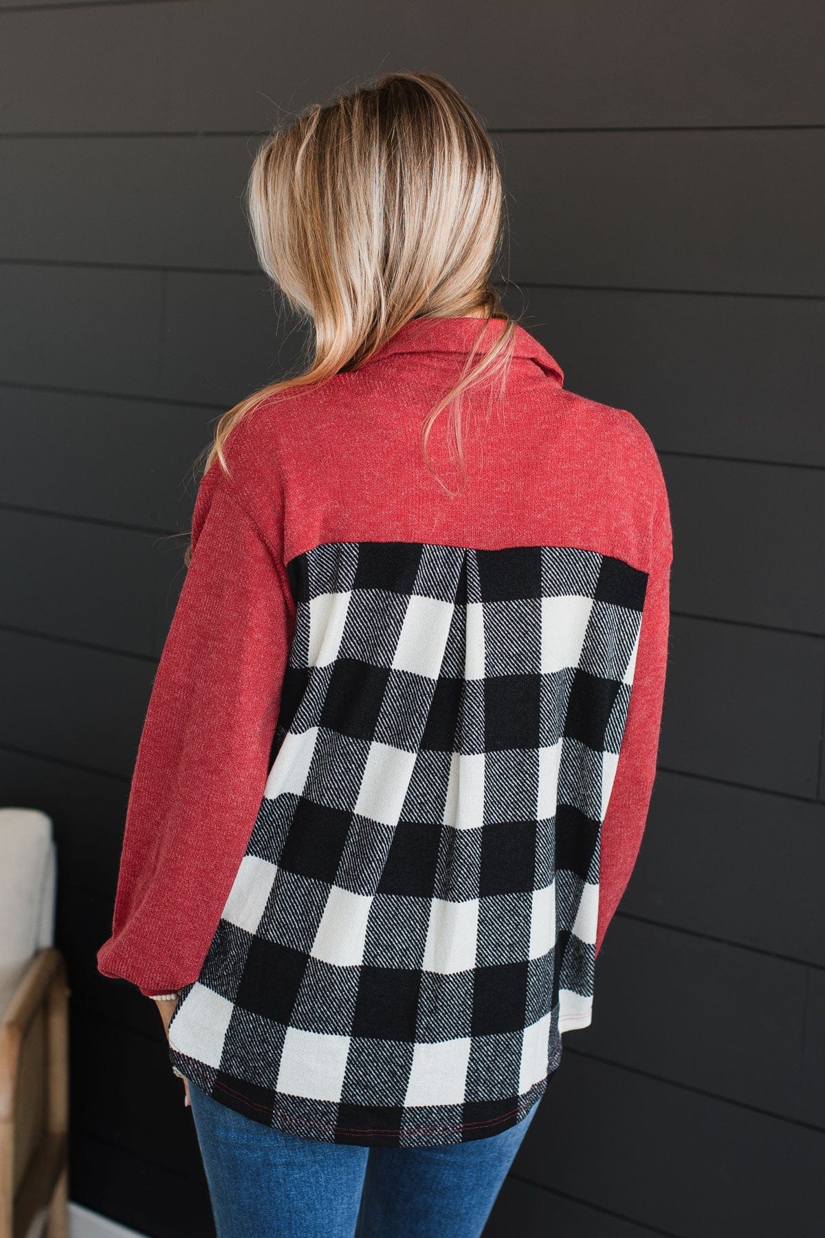 Anything But Average Button Top- Red & White Buffalo Plaid - Image 7