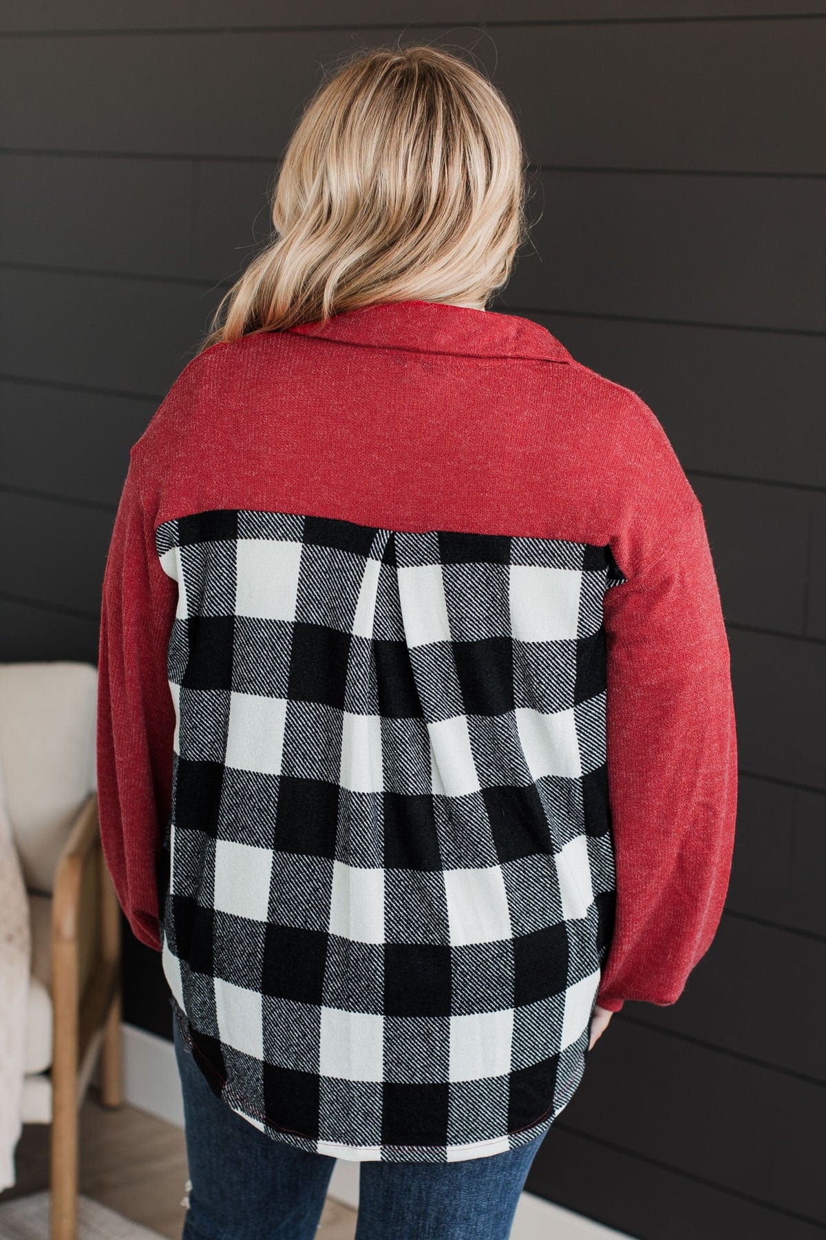 Anything But Average Button Top- Red & White Buffalo Plaid - Image 8