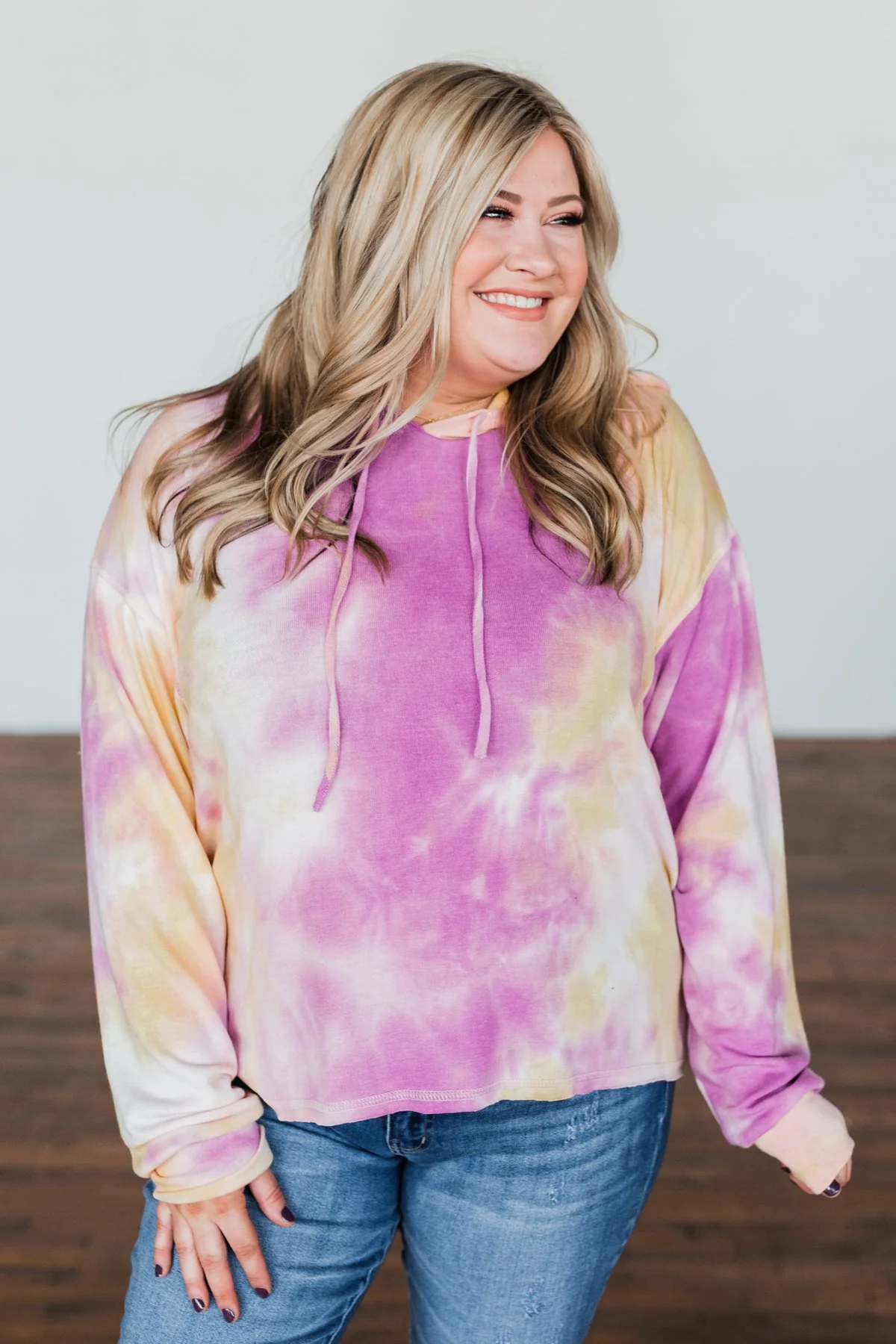 Anything But Simple Tie Dye Hoodie- Magenta, Yellow, Pink - Image 10
