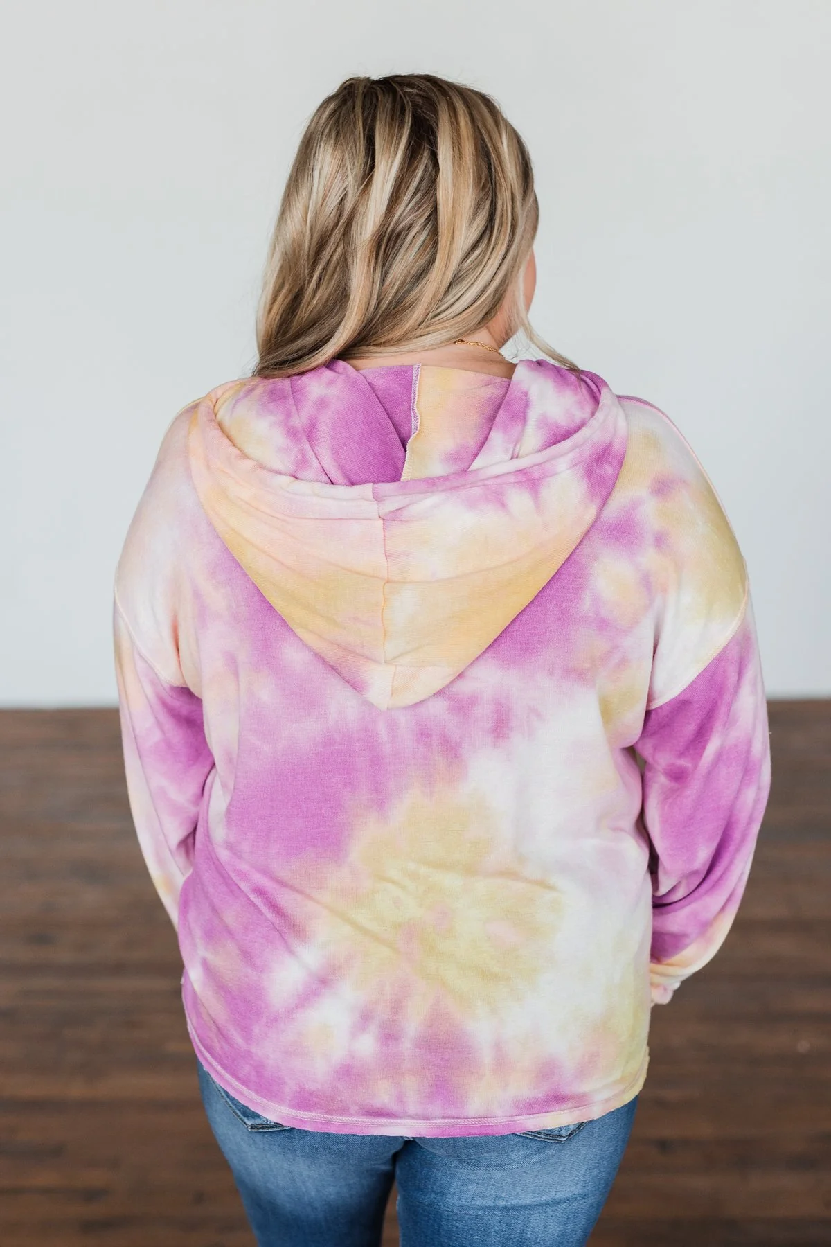 Anything But Simple Tie Dye Hoodie- Magenta, Yellow, Pink - Image 15