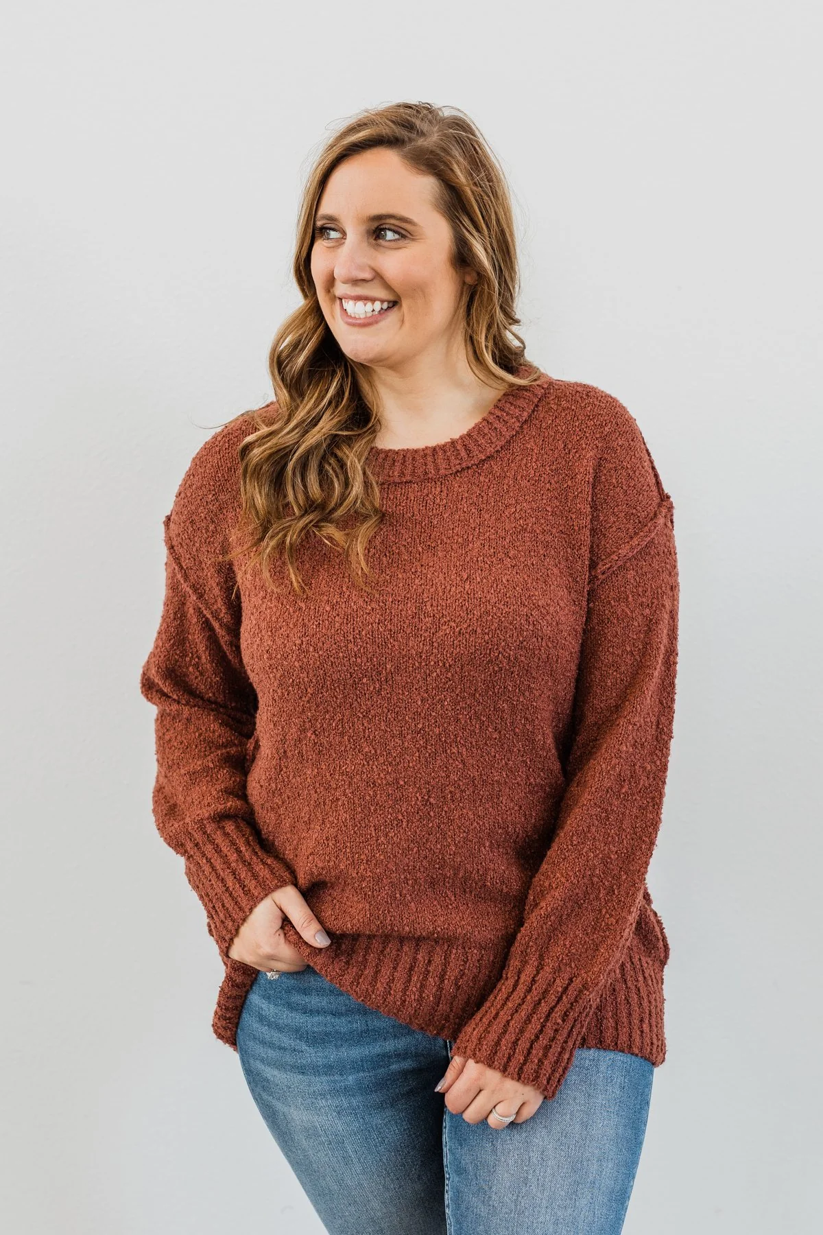 Anything Can Happen Knit Sweater- Deep Clay - Image 3