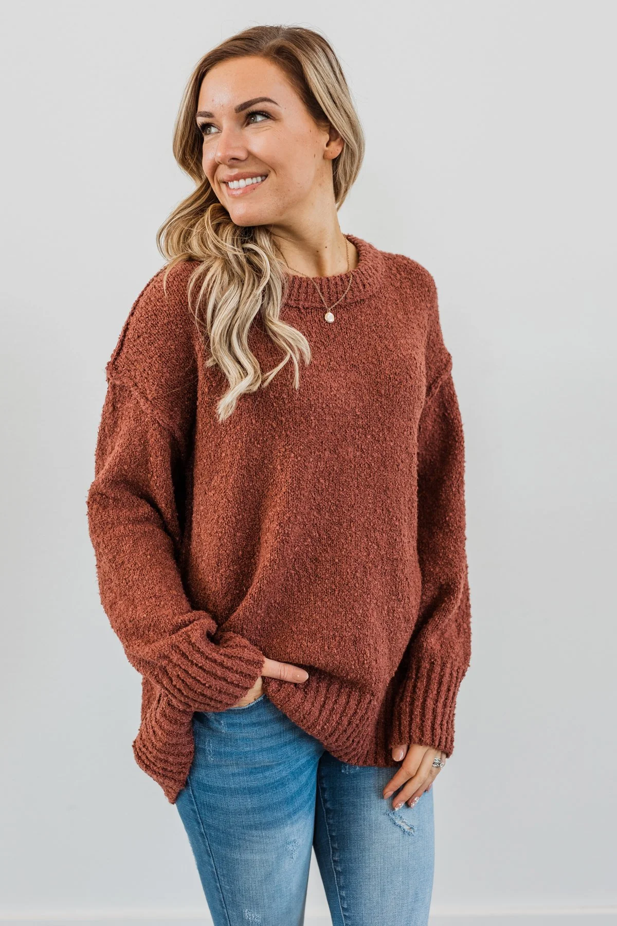 Anything Can Happen Knit Sweater- Deep Clay - Image 6