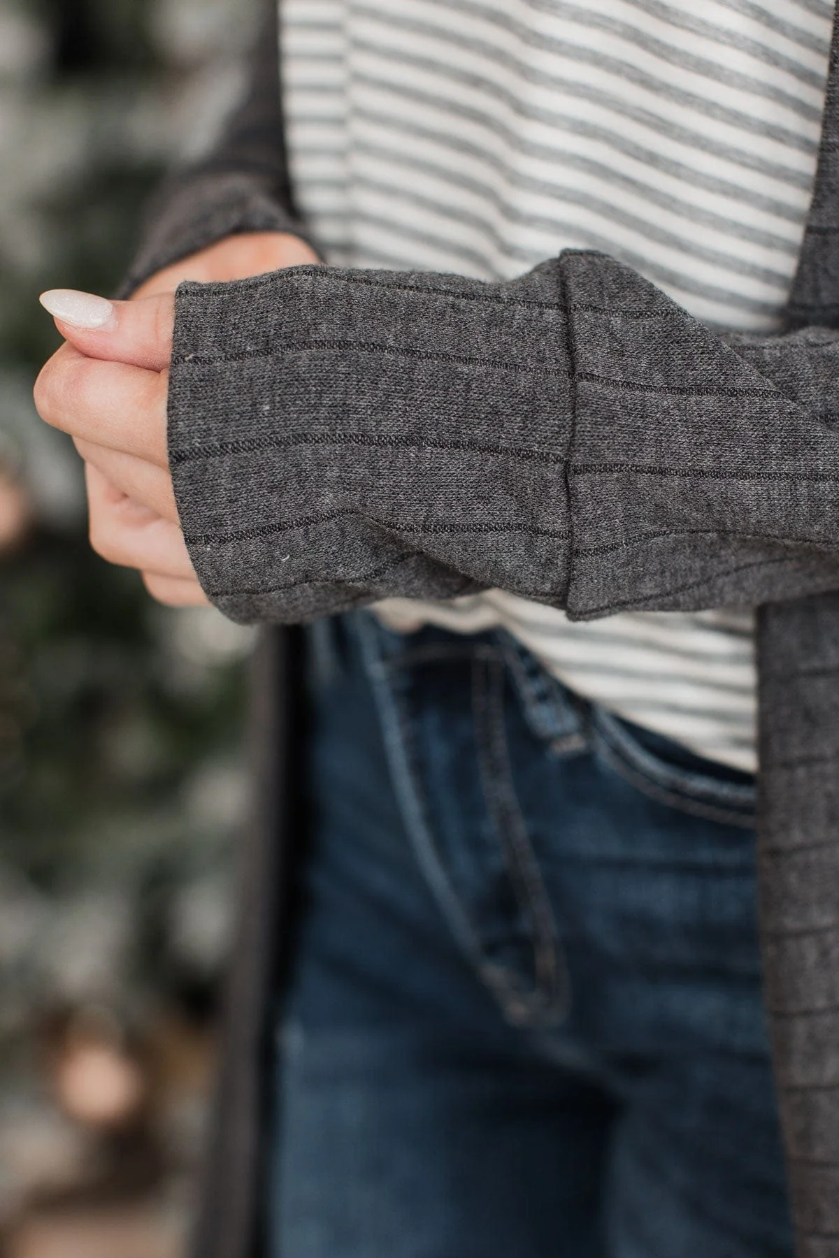 Anything For Love Knit Cardigan- Charcoal - Image 3