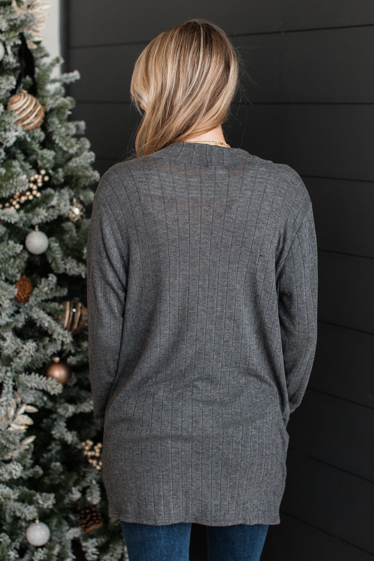 Anything For Love Knit Cardigan- Charcoal - Image 8