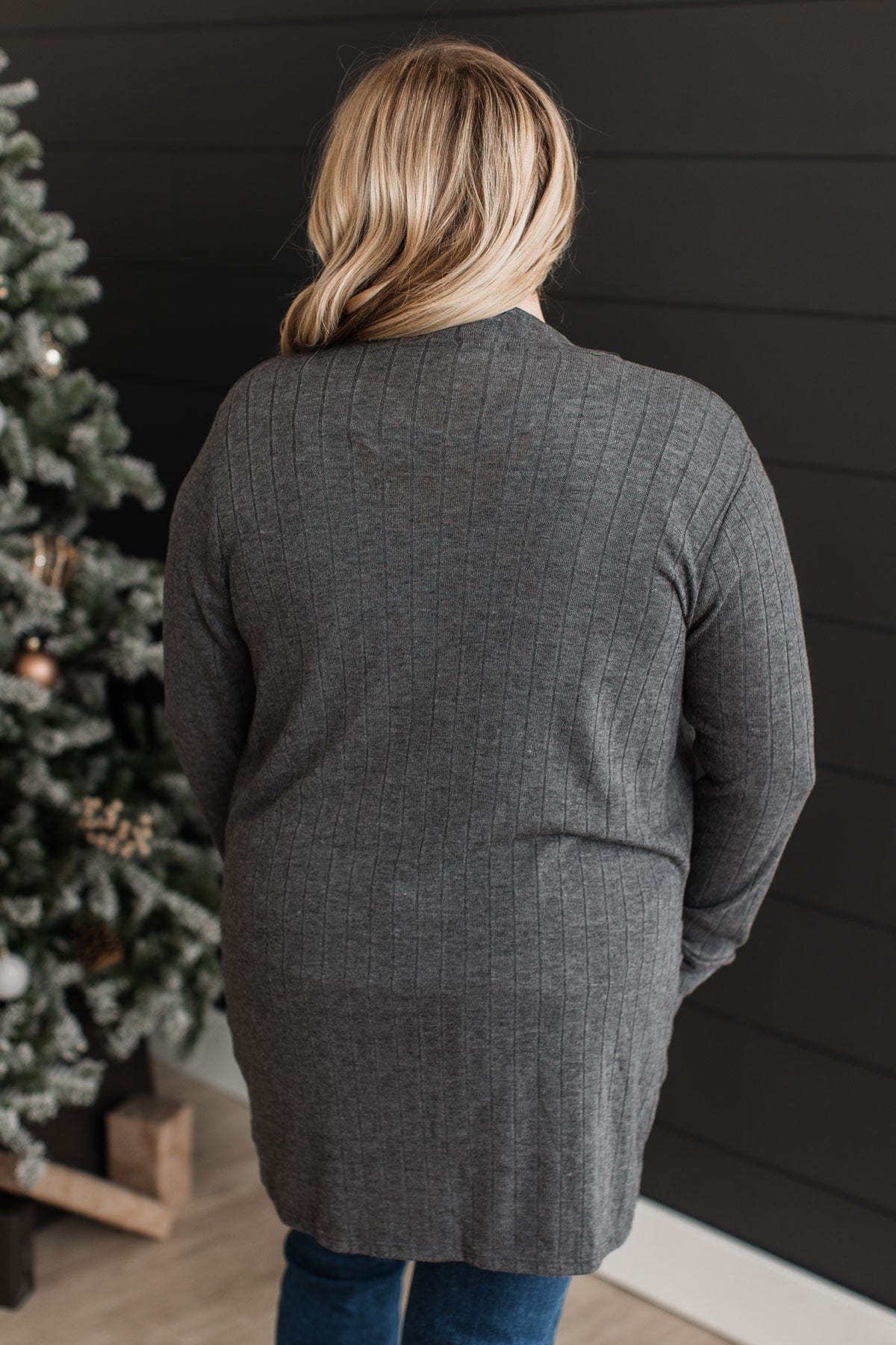 Anything For Love Knit Cardigan- Charcoal - Image 9