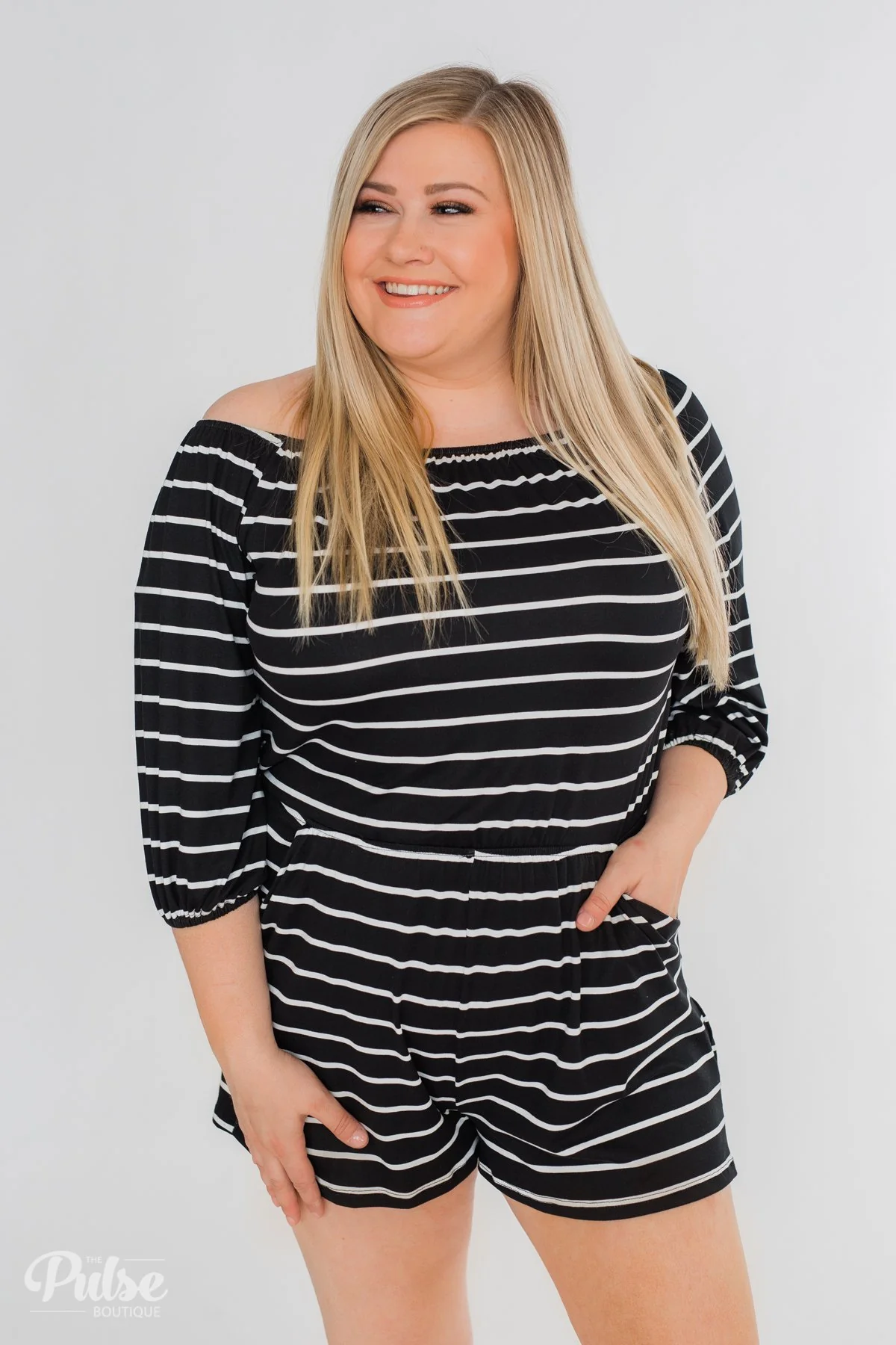 Anything For You Off The Shoulder Romper- Black - Image 9