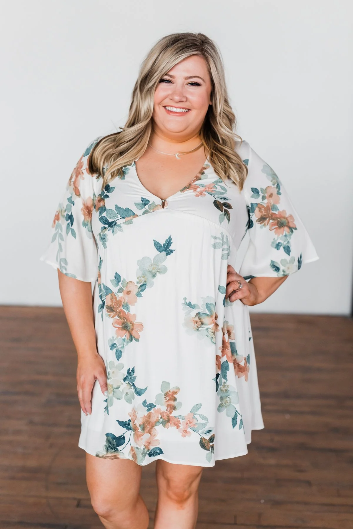 Anything I Want V-Neck Floral Dress- Ivory - Image 2