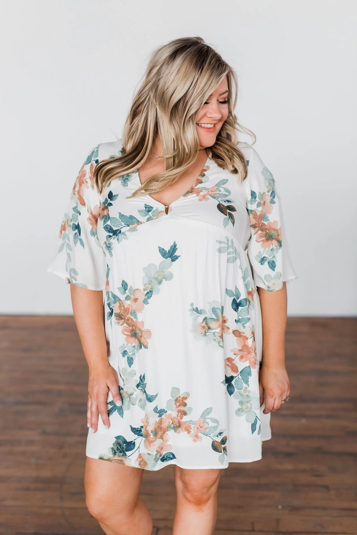 Anything I Want V-Neck Floral Dress- Ivory - Image 6