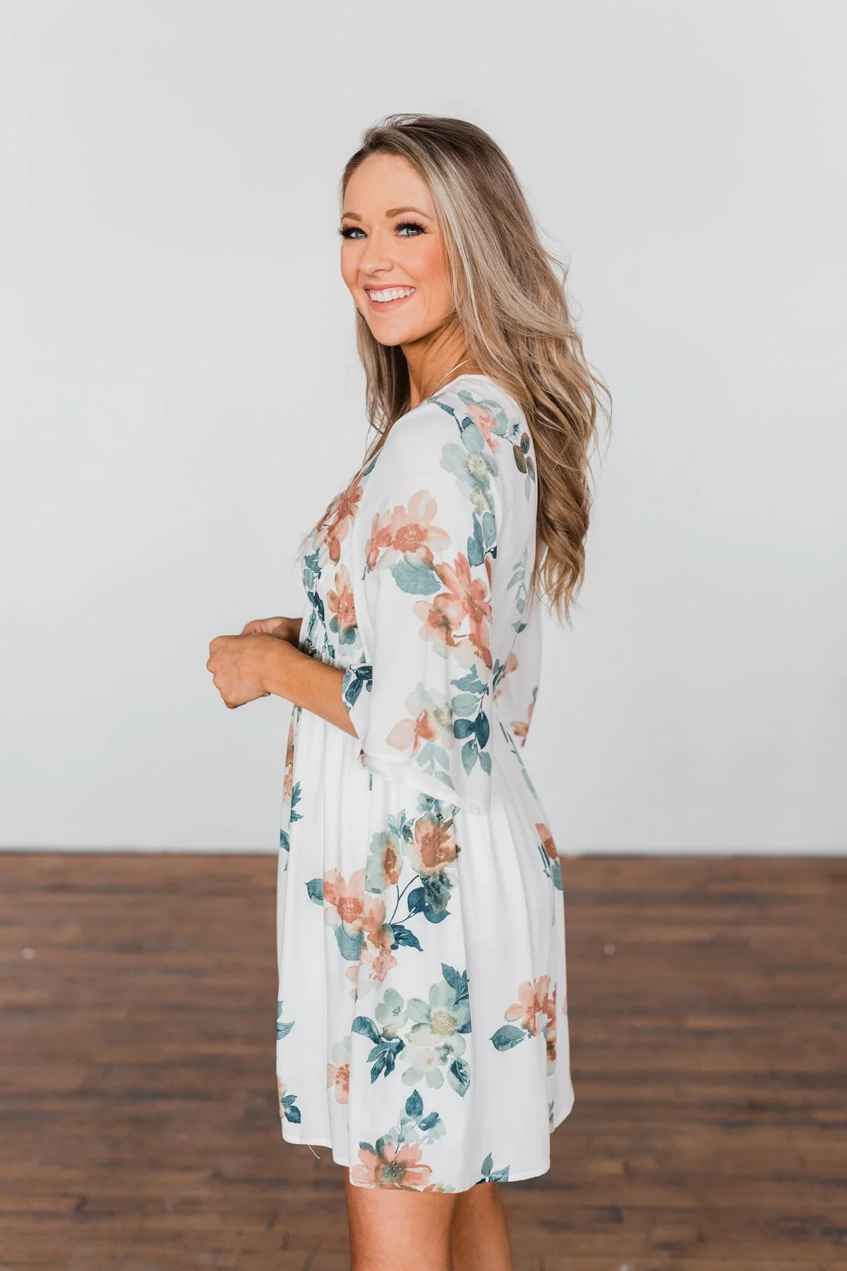 Anything I Want V-Neck Floral Dress- Ivory - Image 8