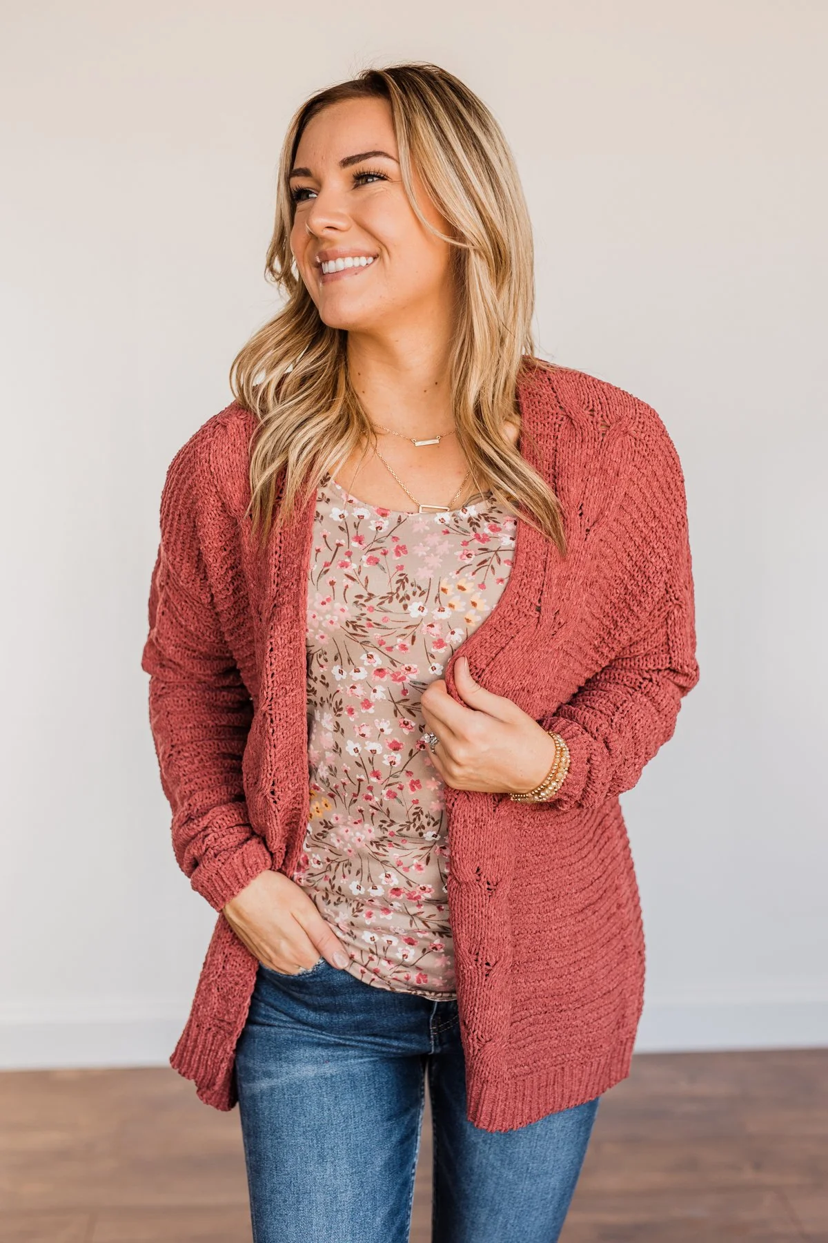 Apple Spice Knit Cardigan- Brick - Image 4