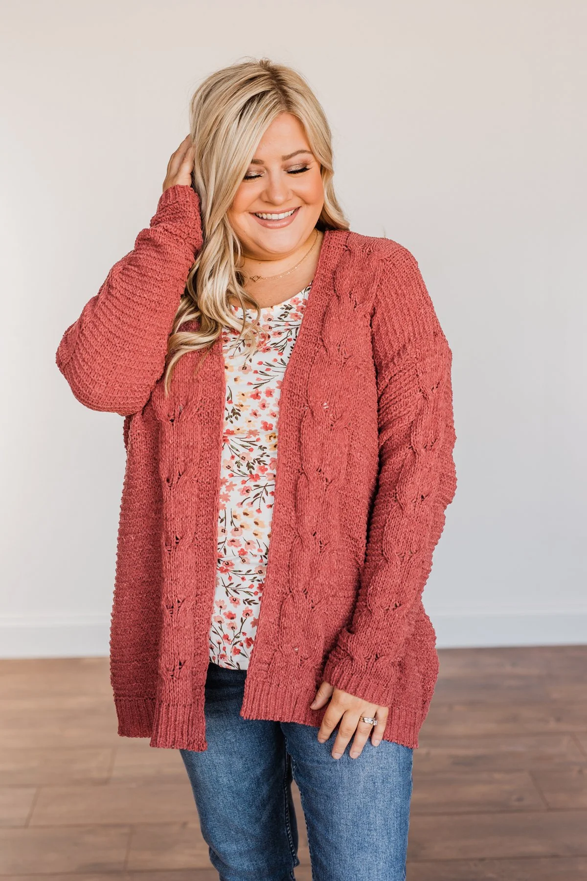 Apple Spice Knit Cardigan- Brick - Image 5