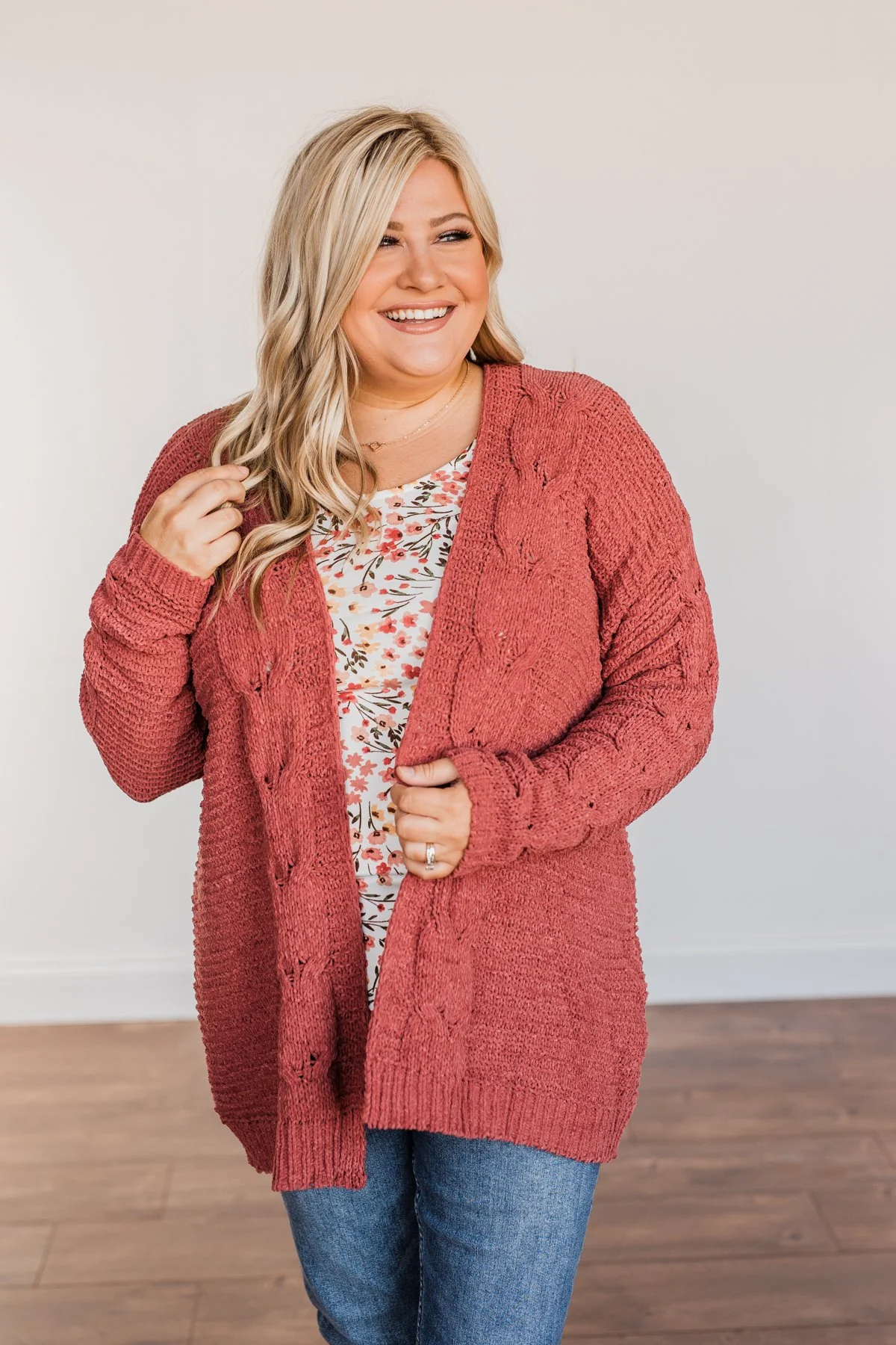 Apple Spice Knit Cardigan- Brick - Image 7