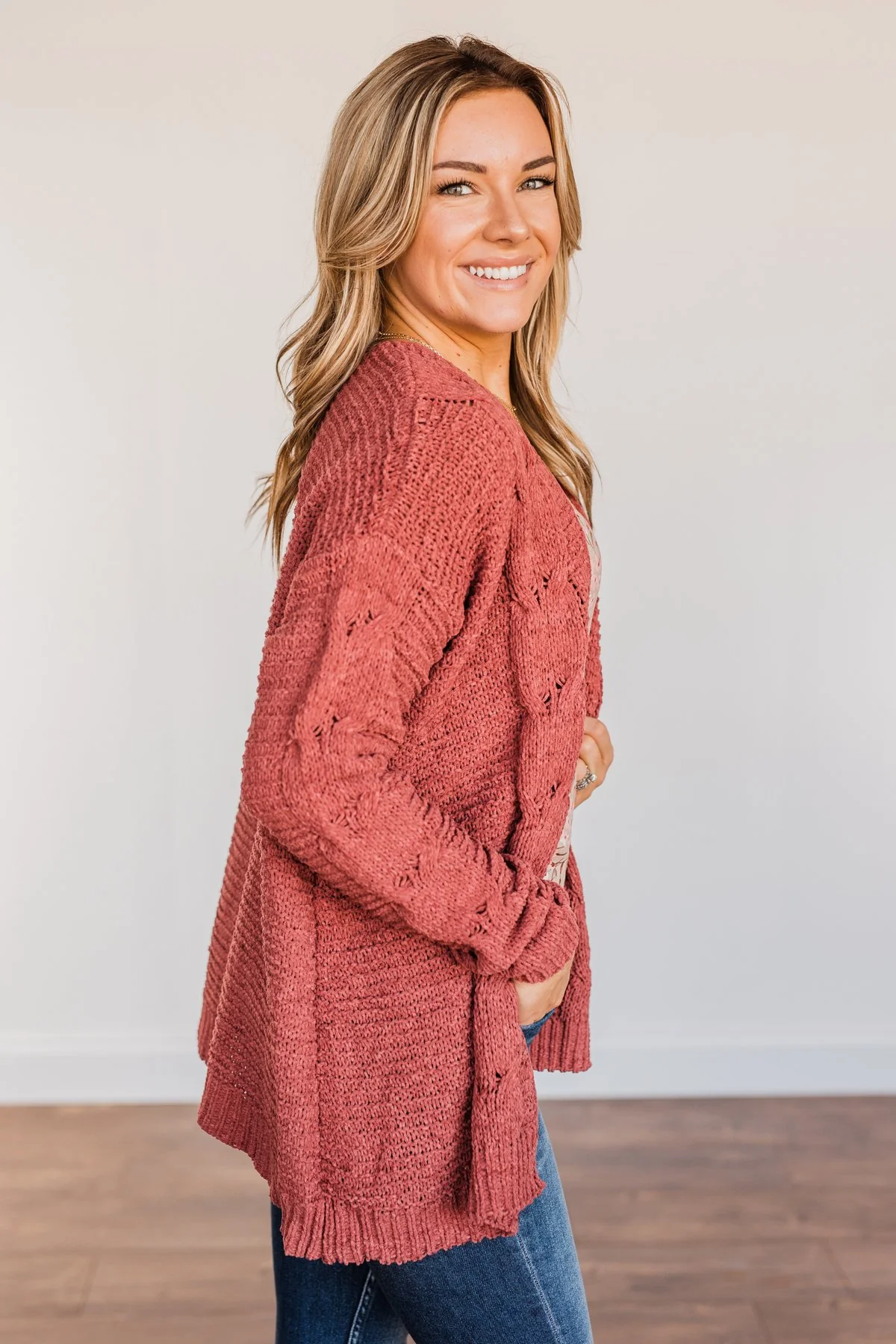 Apple Spice Knit Cardigan- Brick - Image 9