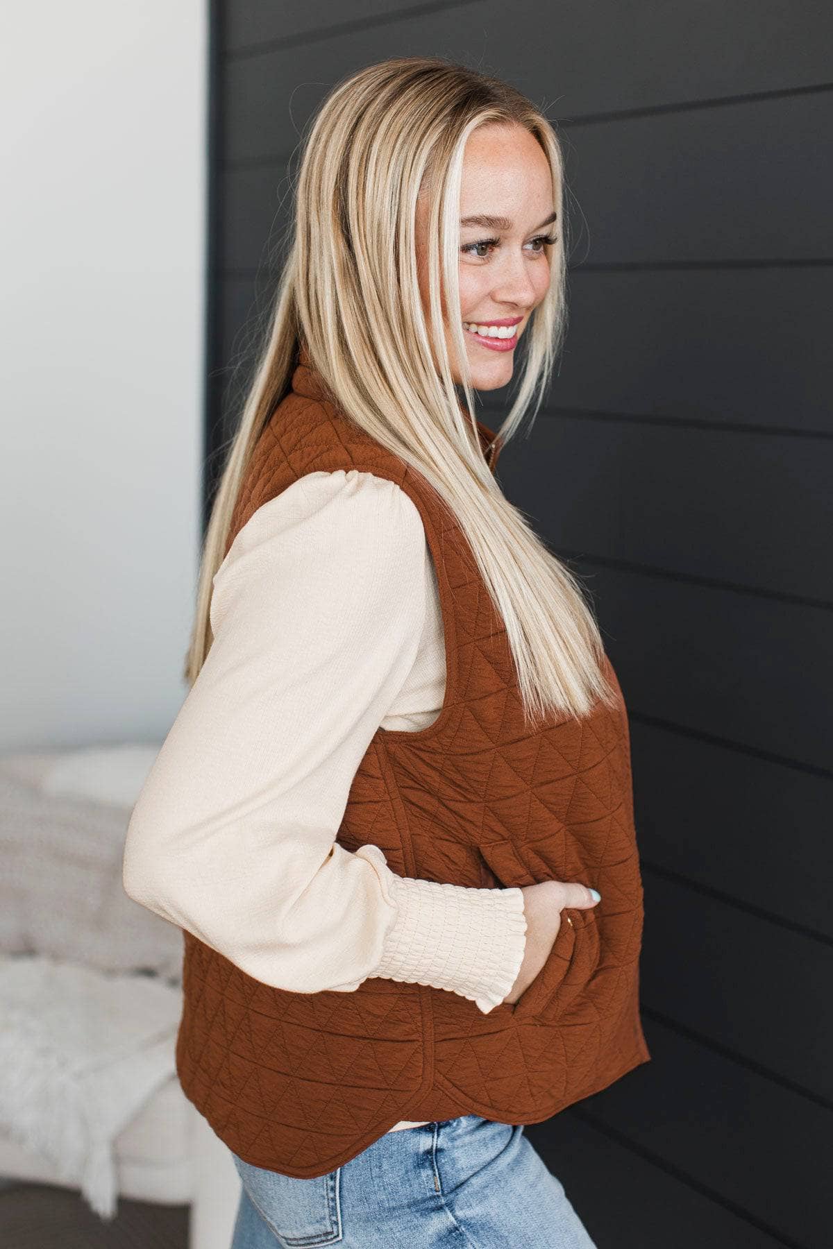 Appreciate Everything Quilted Puffer Vest- Copper - Image 6