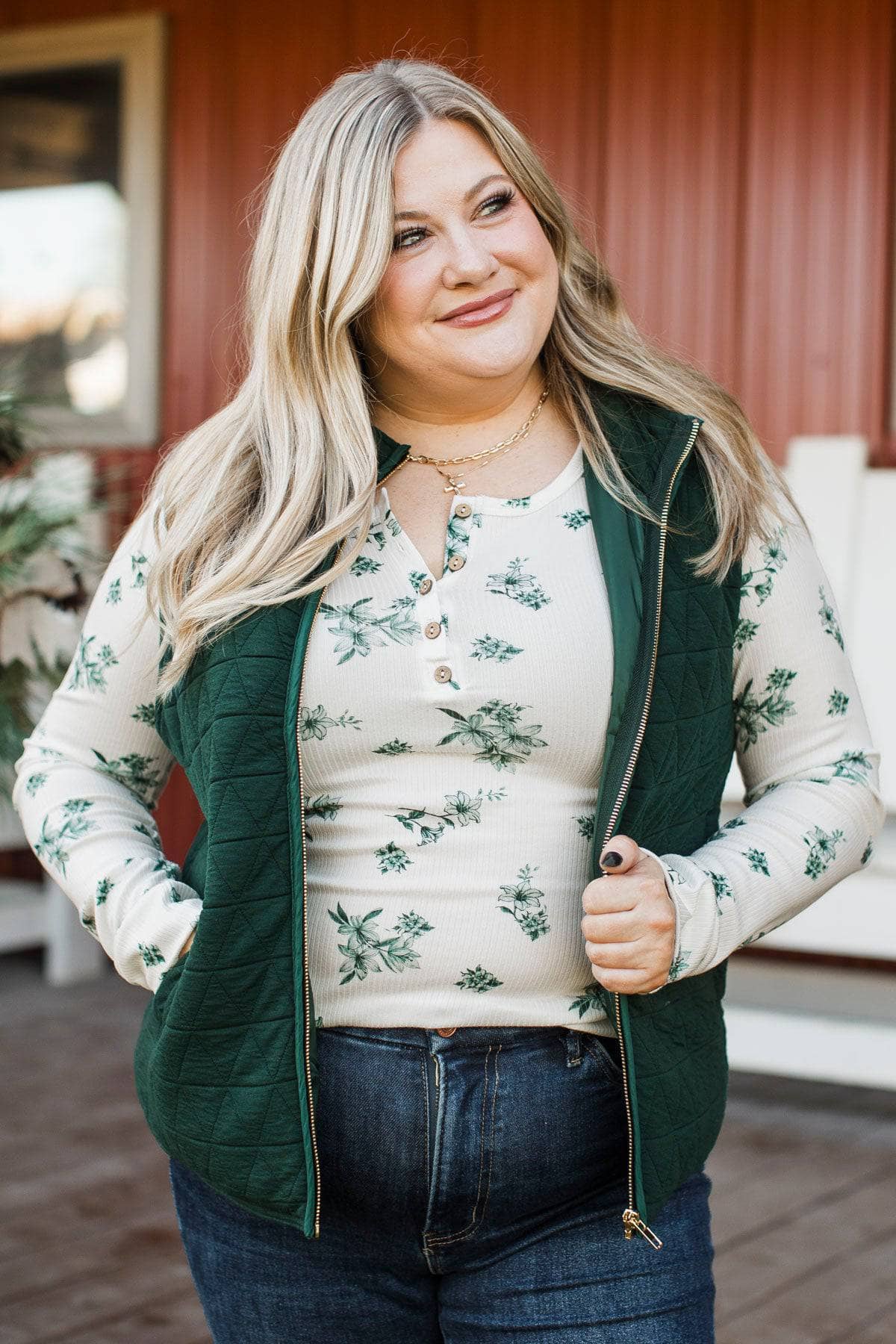 Appreciate Everything Quilted Puffer Vest- Forest Green - Image 6