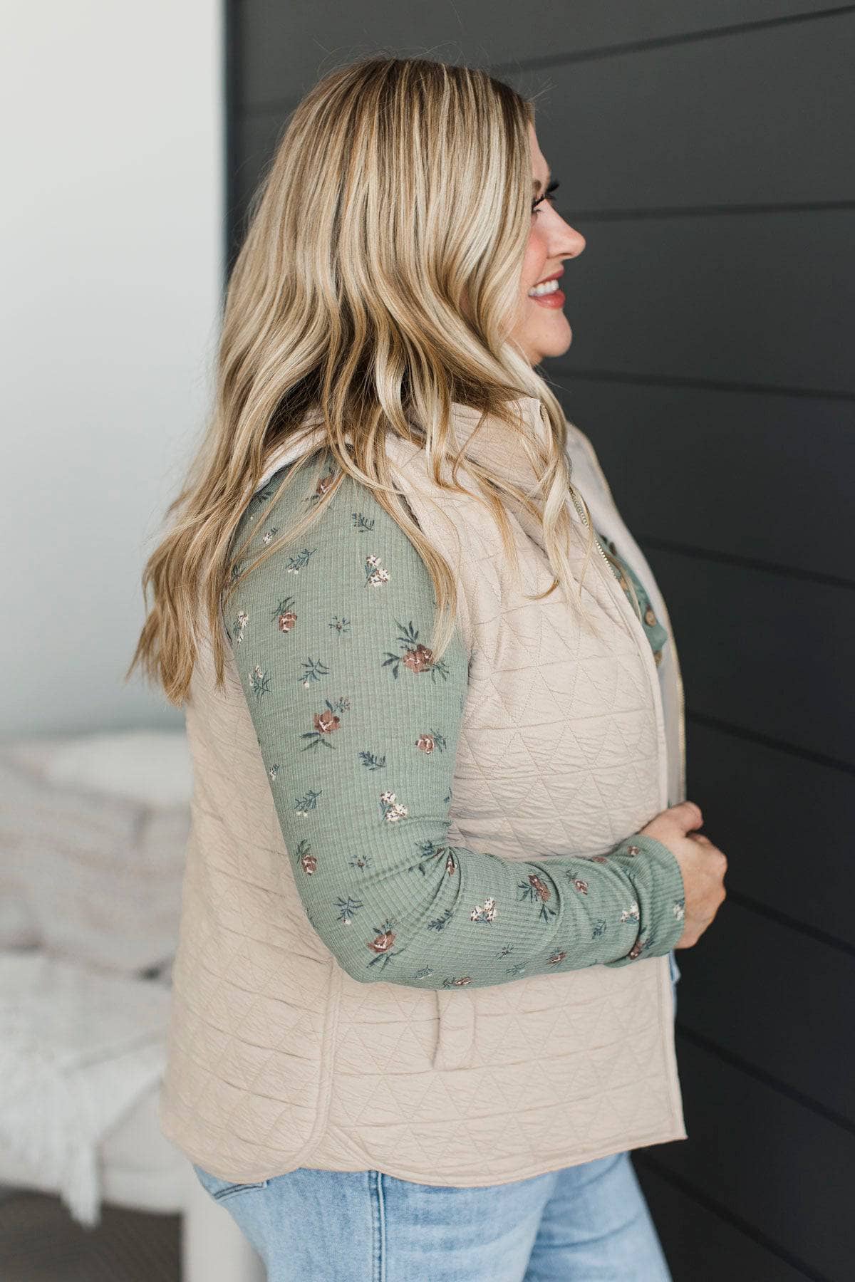 Appreciate Everything Quilted Puffer Vest- Oatmeal - Image 5