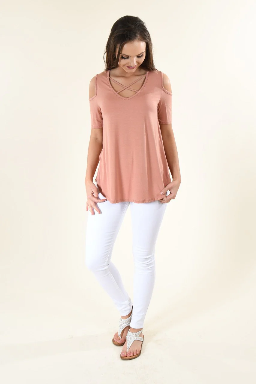Apricot Criss-Cross Sleeve Top - Image 3