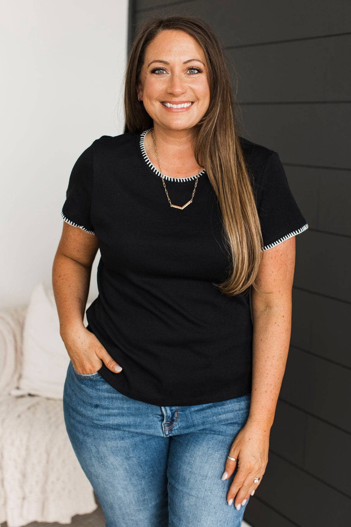 Arms Wide Open Short Sleeve Top- Black - Image 2