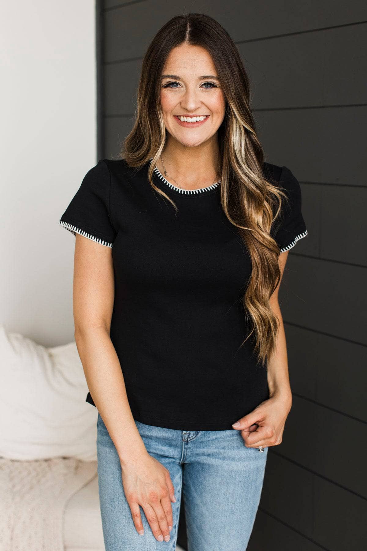 Arms Wide Open Short Sleeve Top- Black - Image 4