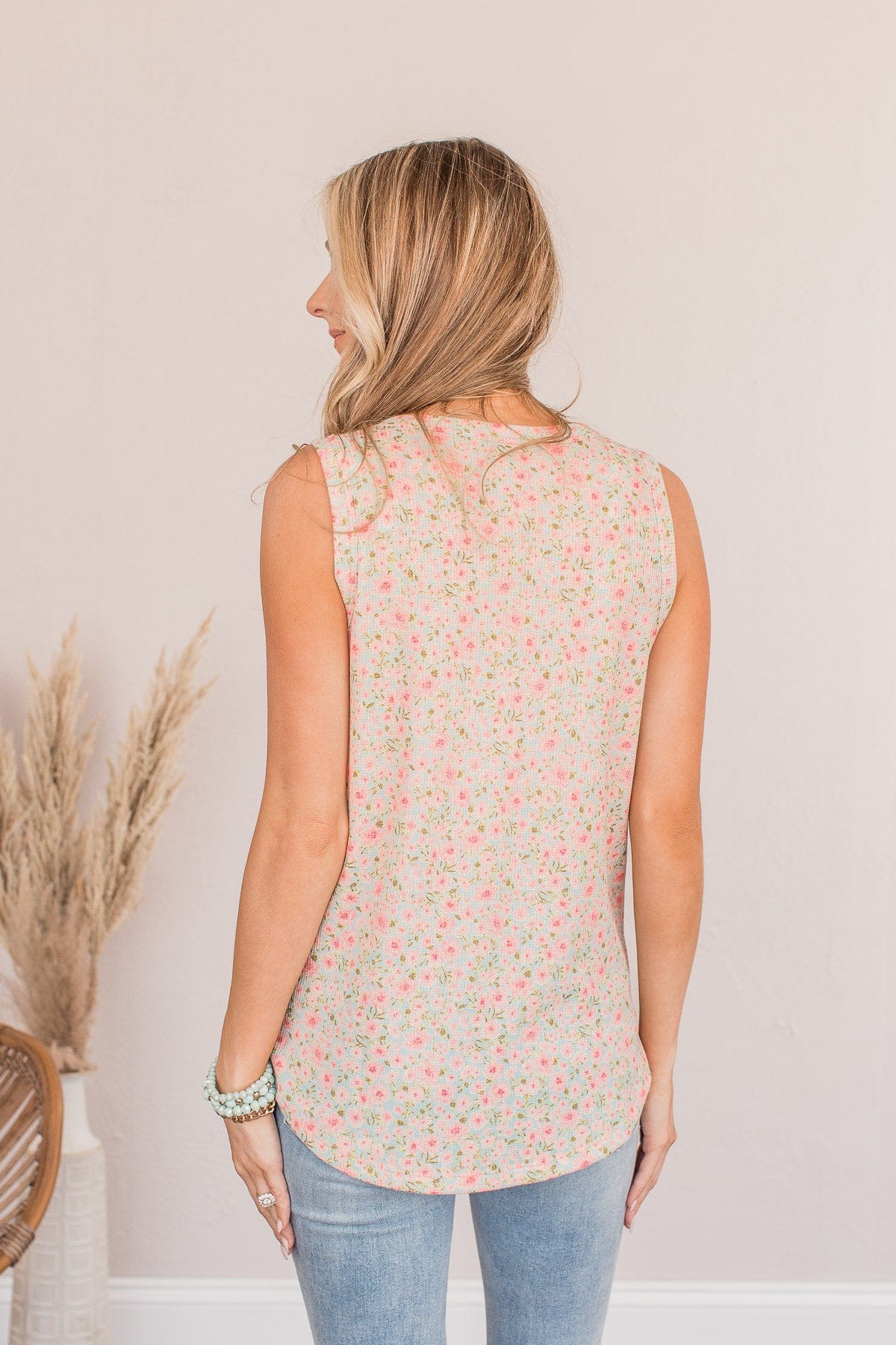 Aromas In The Air Floral Tank- Blue - Image 8