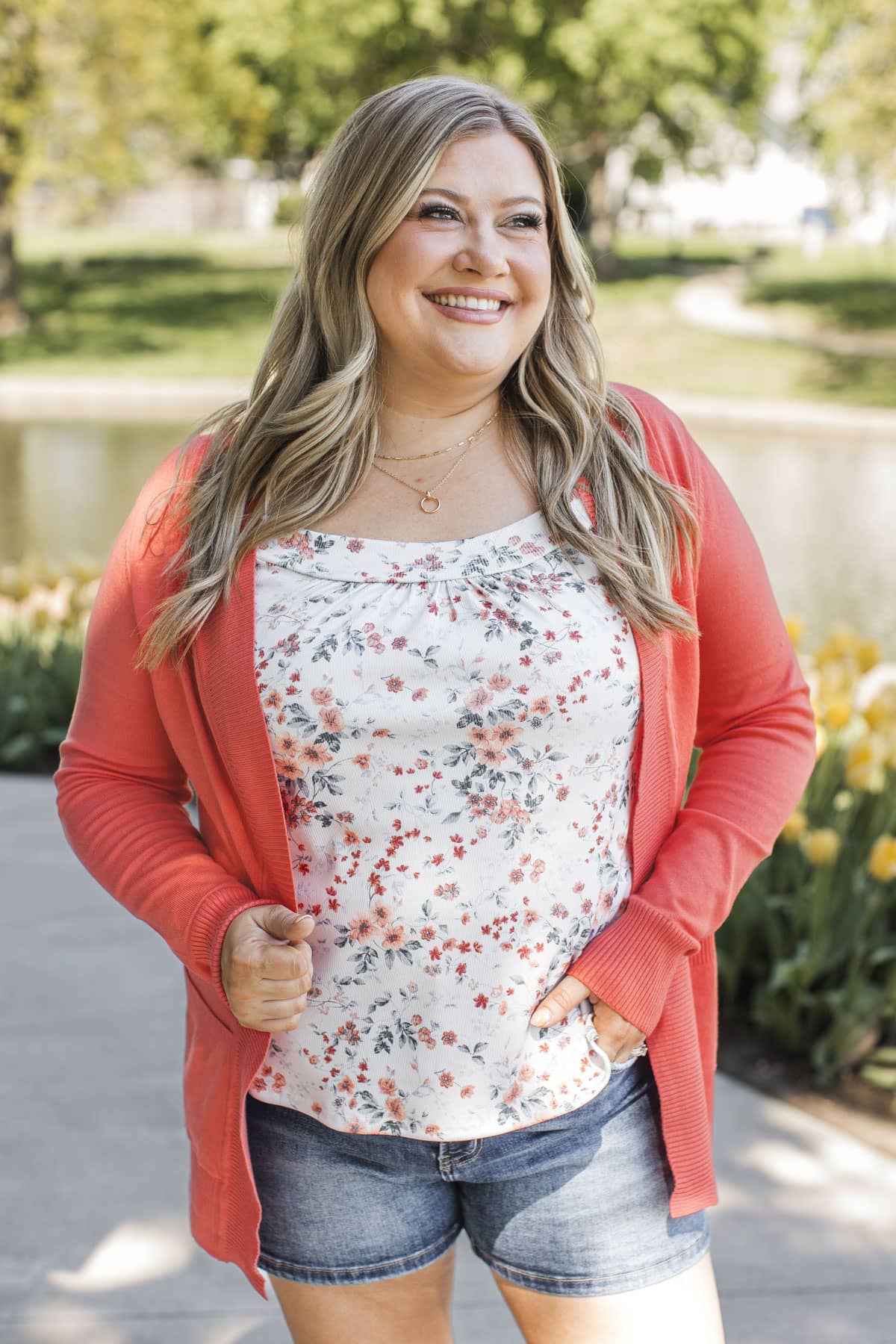 As Easy As Can Be Cardigan- Coral - Image 2