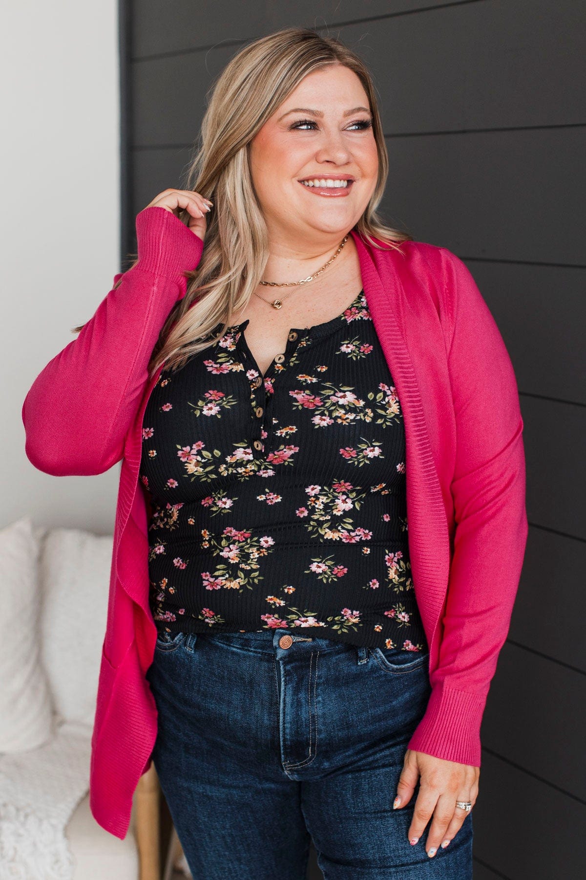 As Easy As Can Be Cardigan- Hot Pink - Image 5