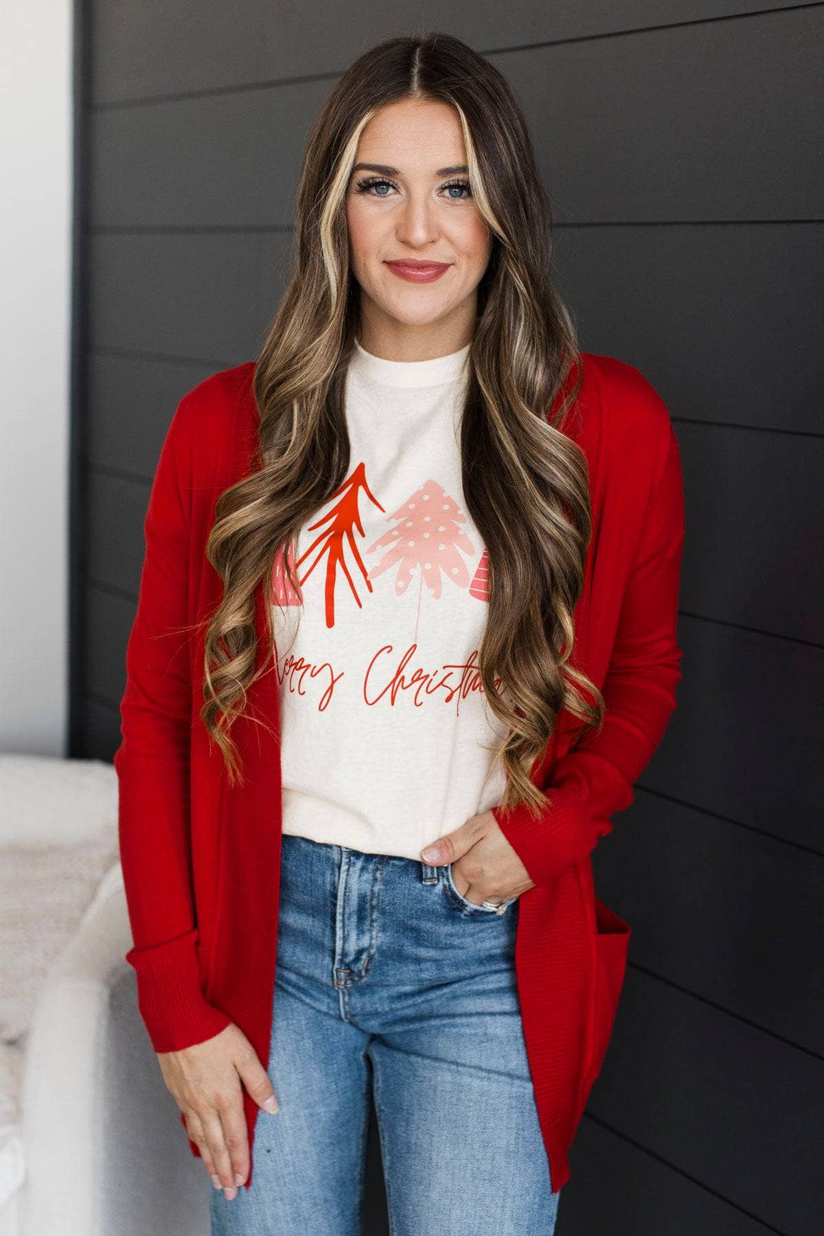 As Easy As Can Be Cardigan- Red - Image 3