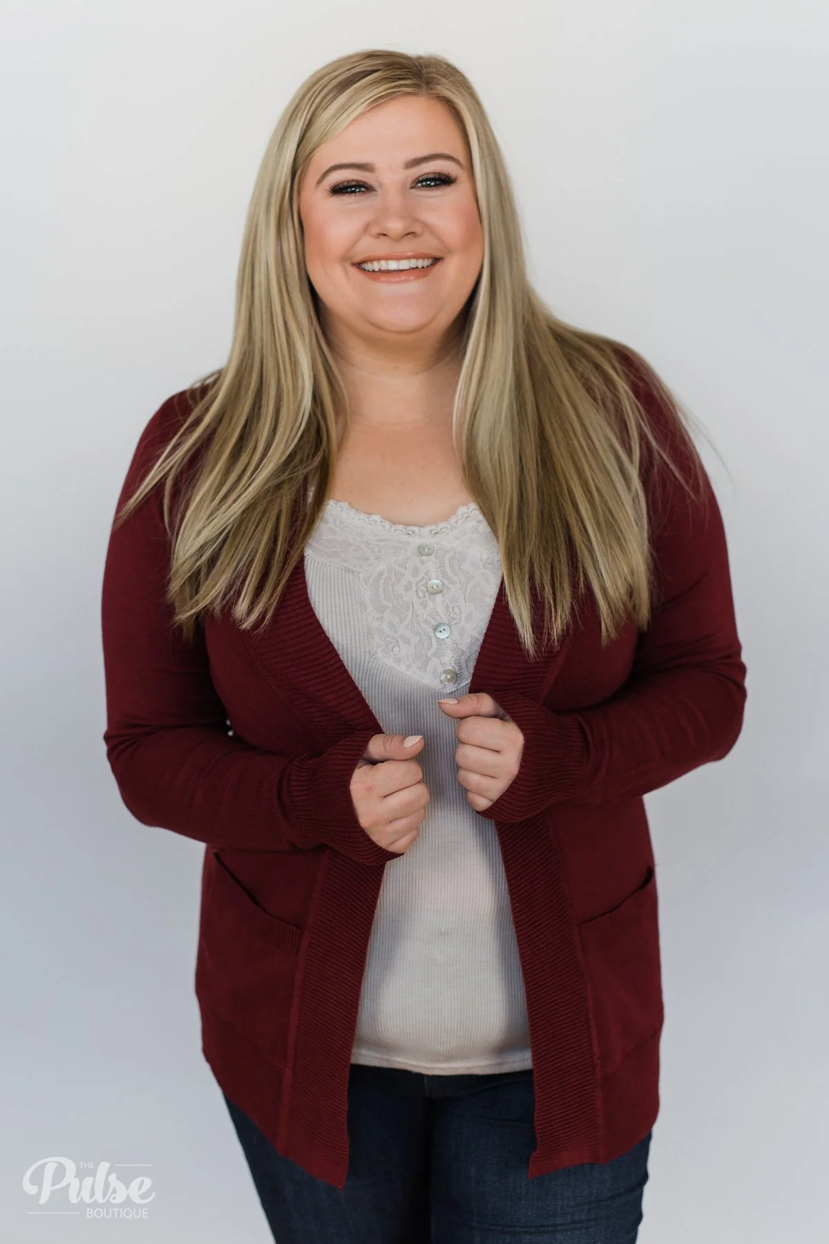 As Easy As Can Be Cardigan- Wine - Image 2