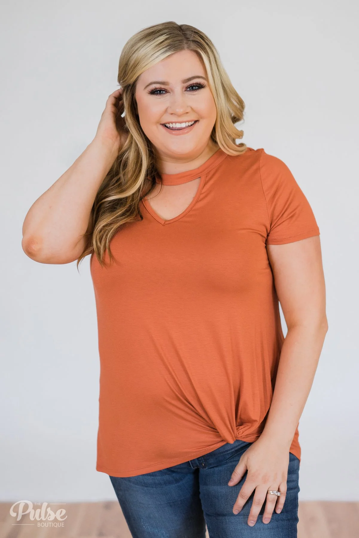 As If Short Sleeve Knot Top- Rust - Image 5