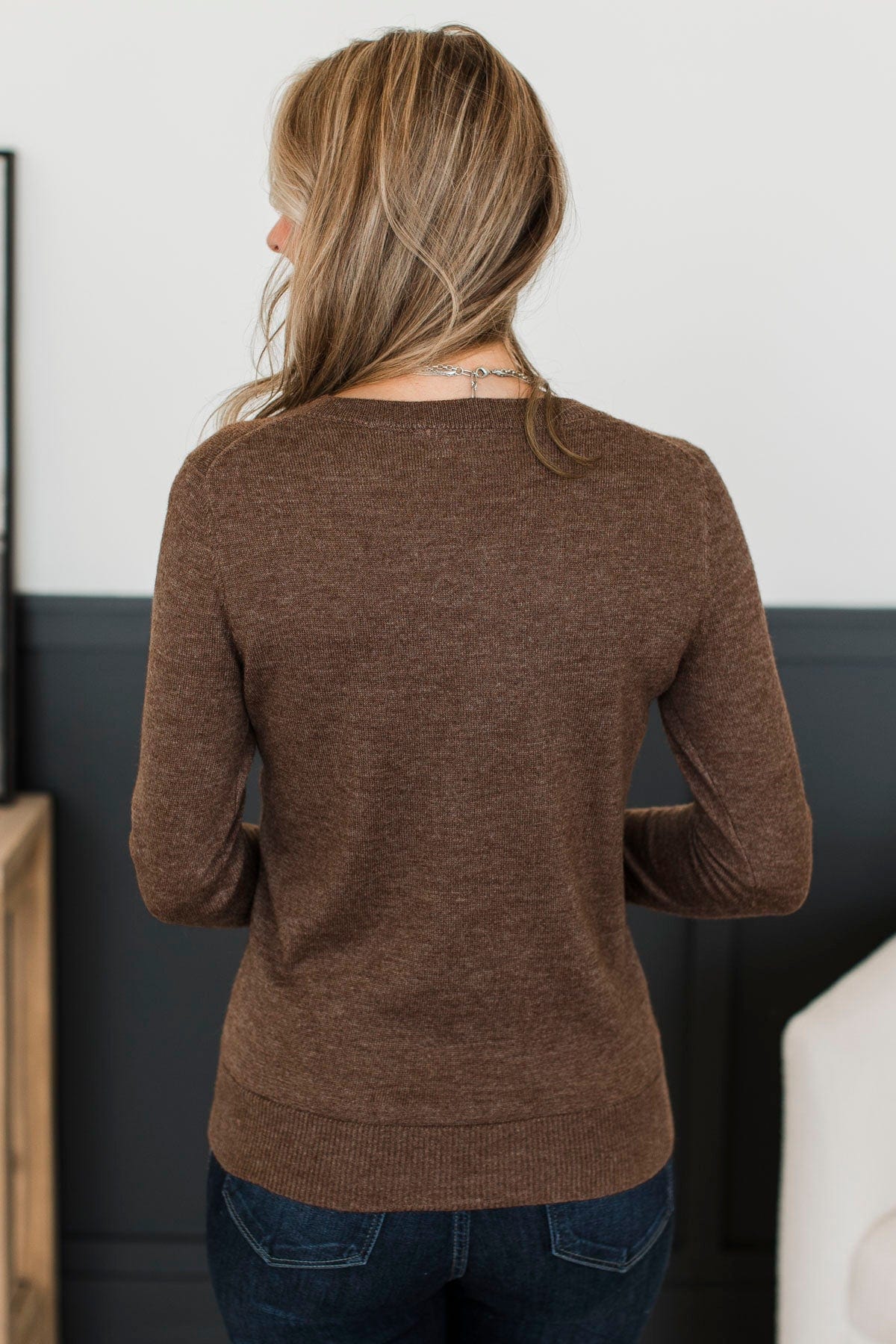 As It Happens V-Neck Sweater- Brown - Image 8