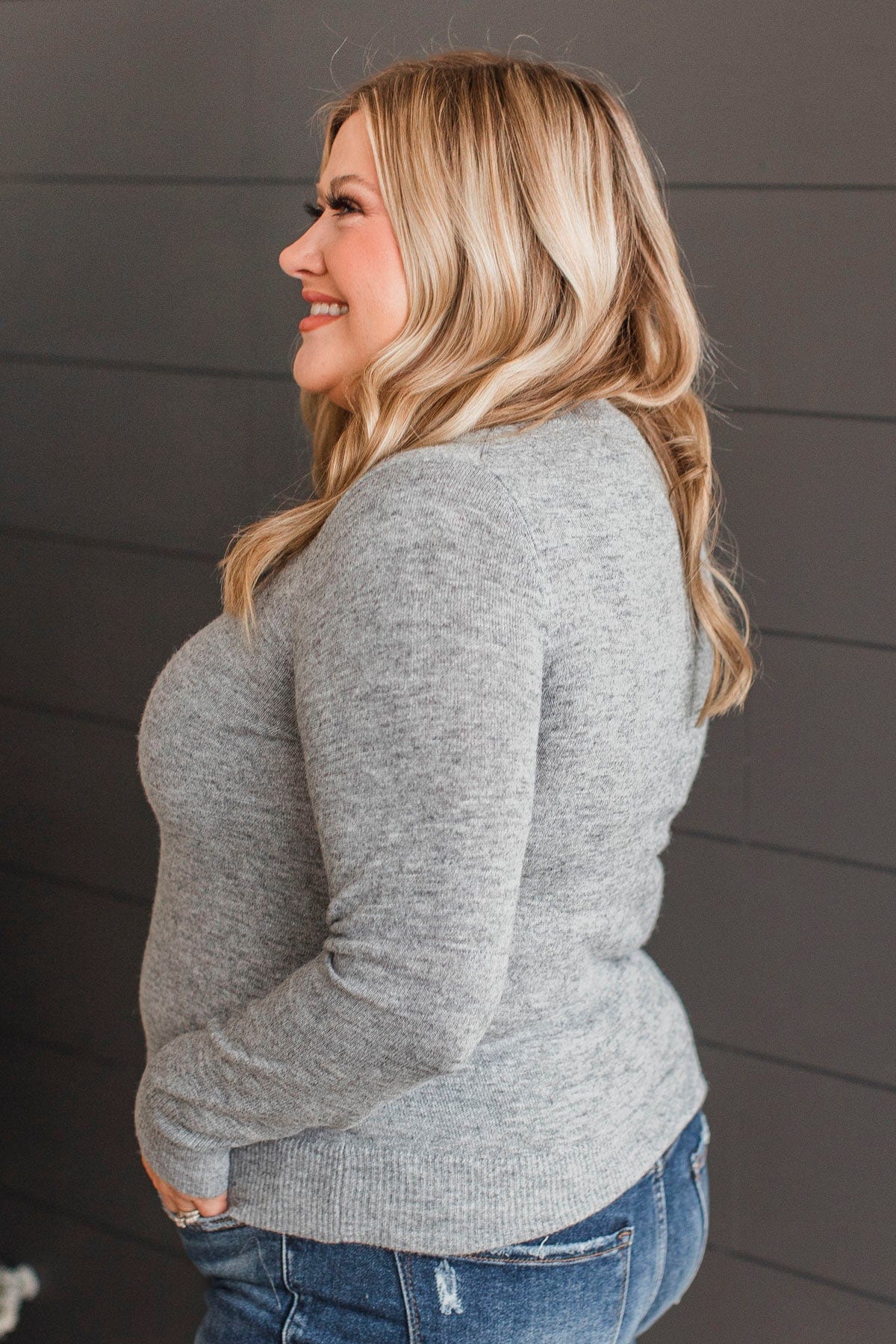 As It Happens V-Neck Sweater- Heather Grey - Image 6