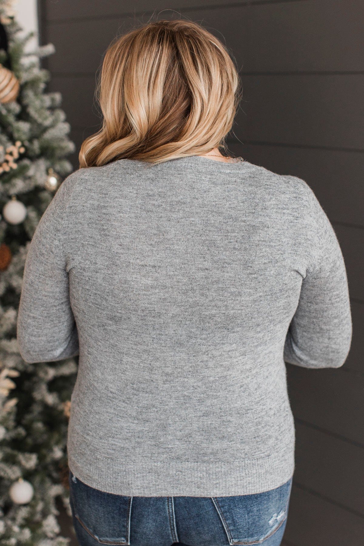 As It Happens V-Neck Sweater- Heather Grey - Image 8