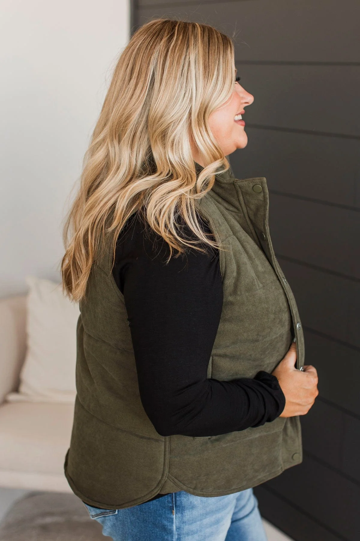 As The Leaves Fall Puffer Vest- Hunter Green - Image 4